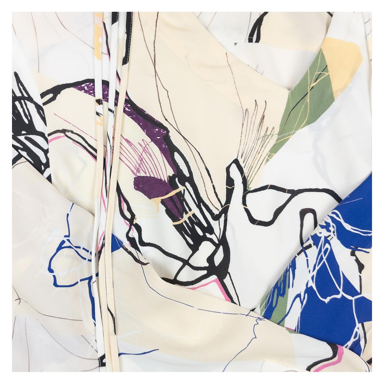 Reiss Abstract Sketch Print Blouse Size UK 12 Cream V - Neck Tie Detail Long Sleev by Reiss – | RewearableUK