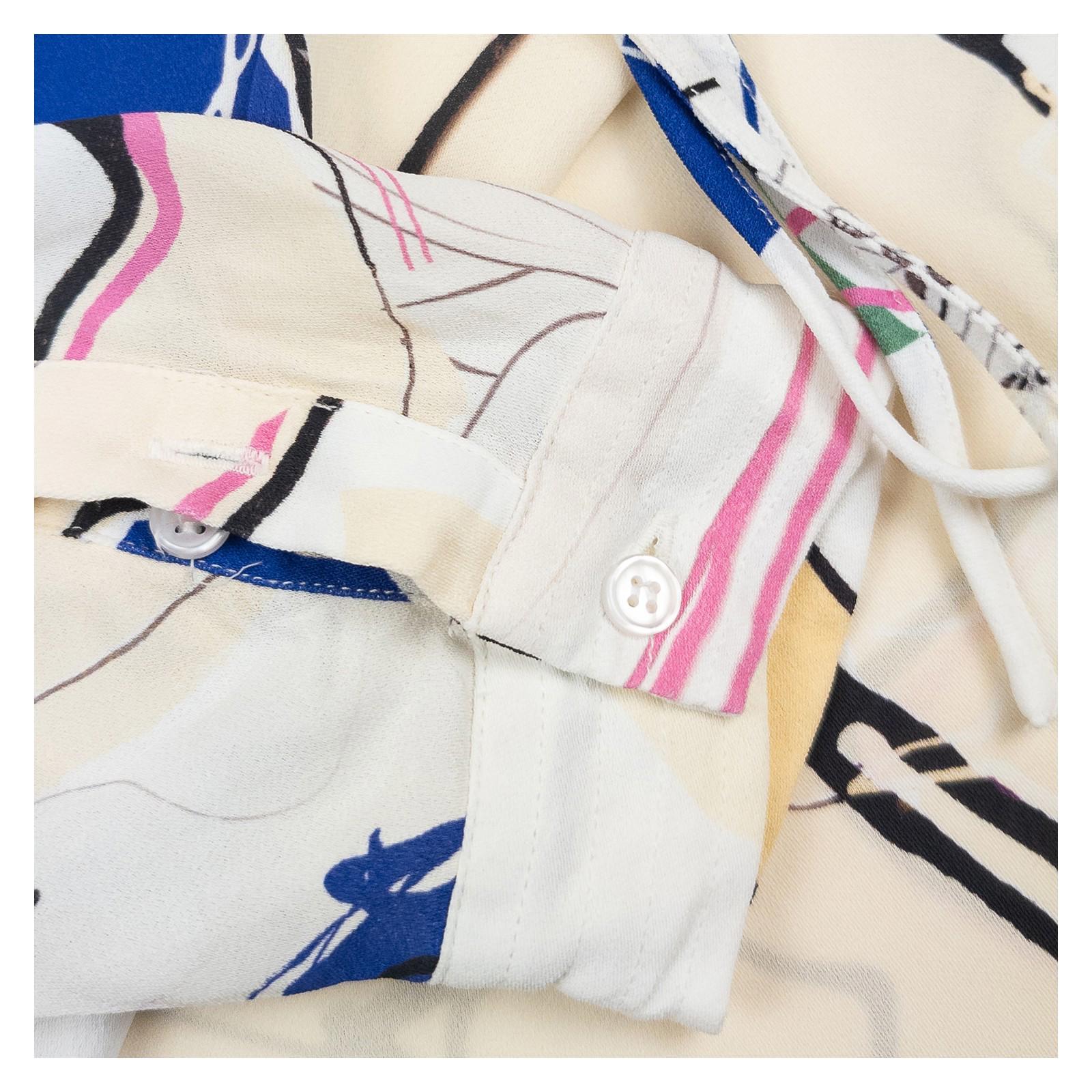 Reiss Abstract Sketch Print Blouse Size UK 12 Cream V - Neck Tie Detail Long Sleev by Reiss – | RewearableUK