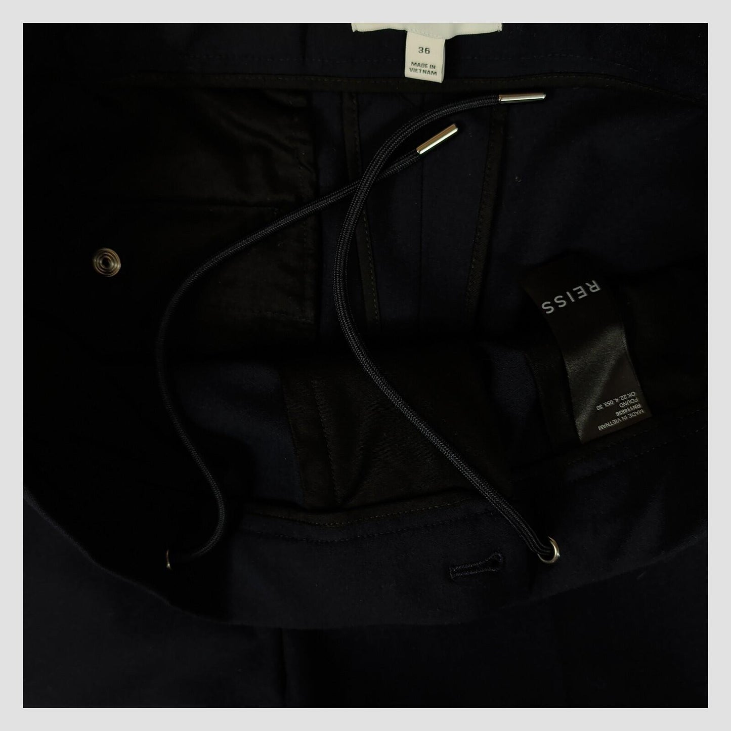 REISS Black Tailored Trousers Elastic Waist Smart UK 8 Slim Fit by Reiss – trousers | RewearableUK