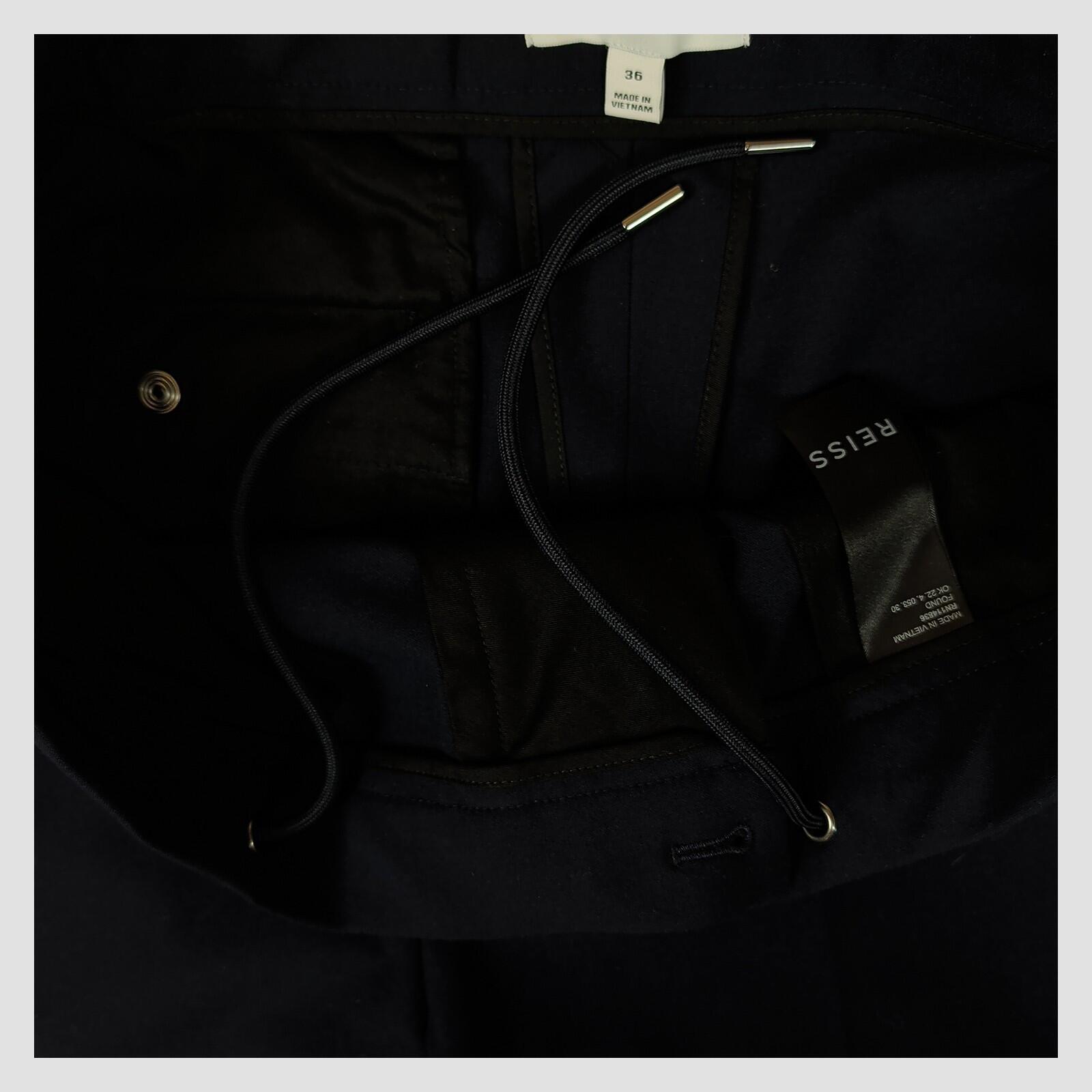 REISS Black Tailored Trousers Elastic Waist Smart UK 8 Slim Fit by Reiss – trousers | RewearableUK