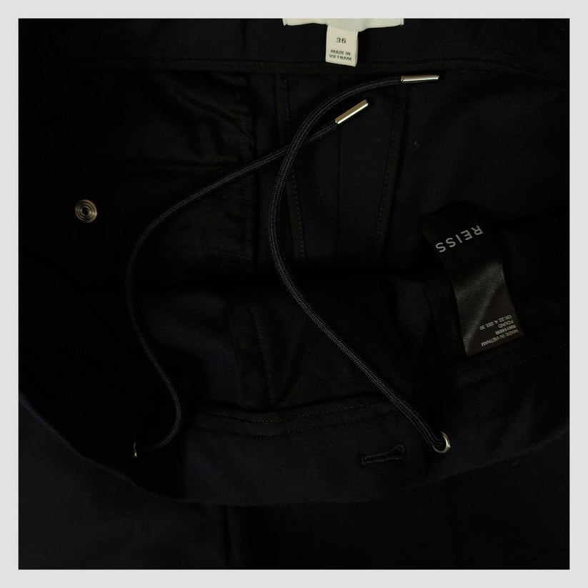 REISS Black Tailored Trousers Elastic Waist Smart UK 8 Slim Fit by Reiss – trousers | RewearableUK