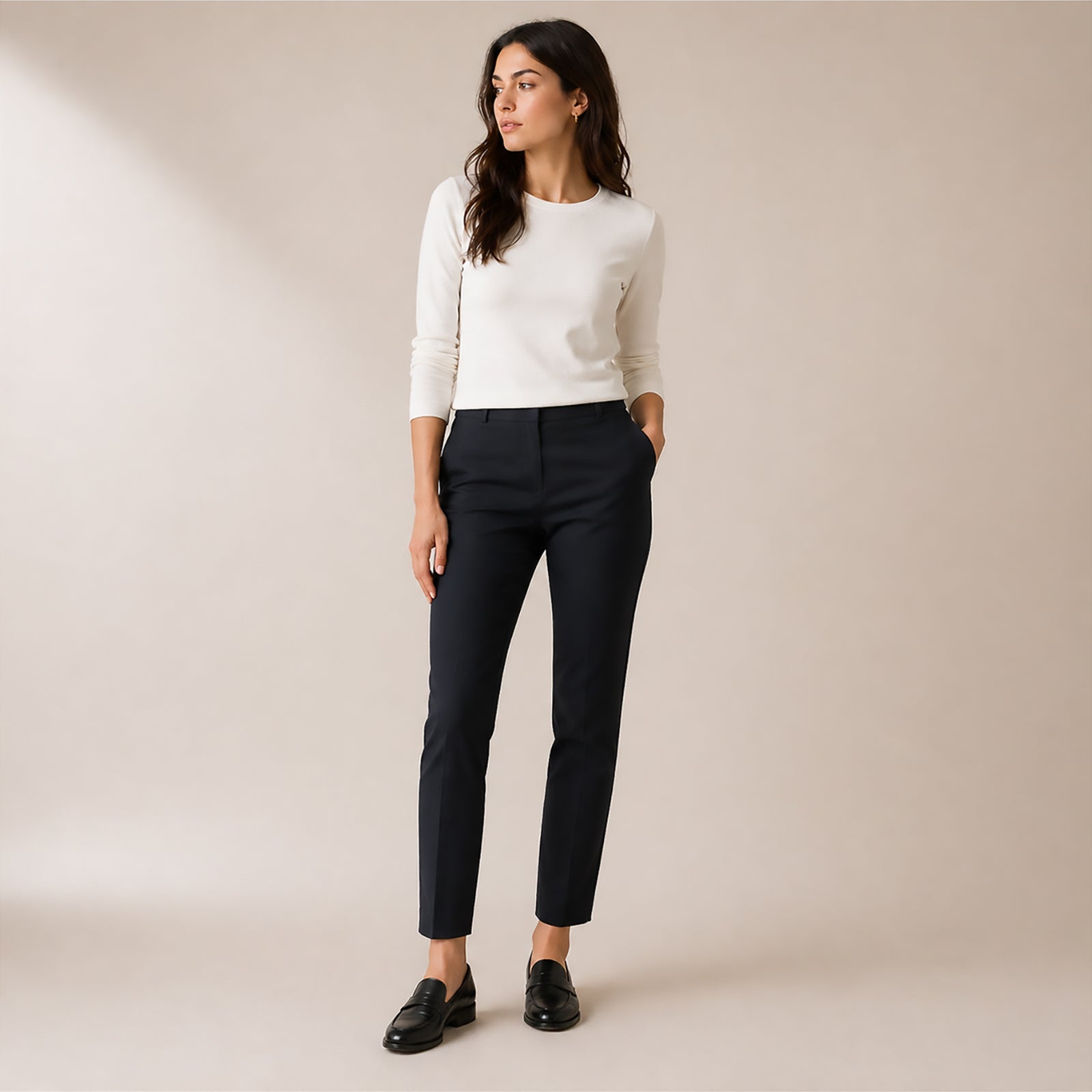 REISS Black Tailored Trousers Elastic Waist Smart UK 8 Slim Fit by Reiss – trousers | RewearableUK