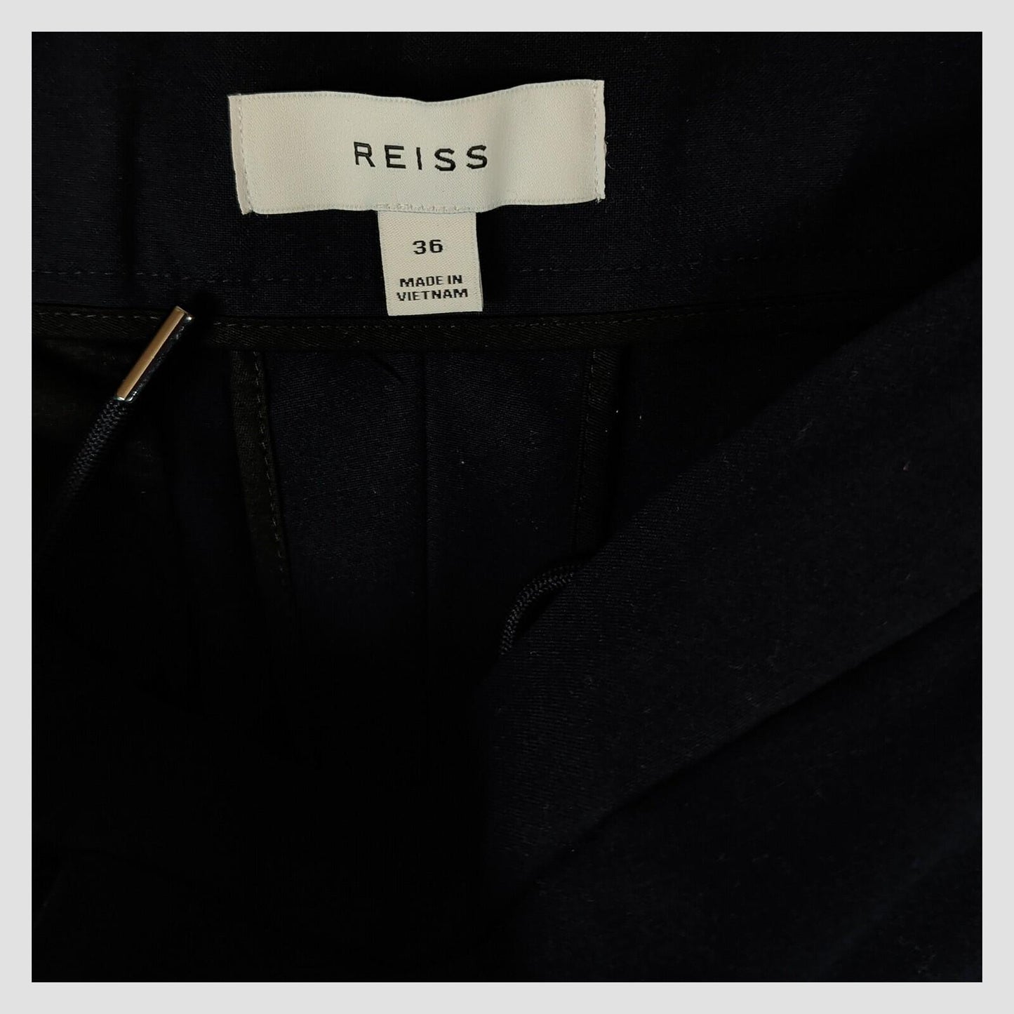 REISS Black Tailored Trousers Elastic Waist Smart UK 8 Slim Fit by Reiss – trousers | RewearableUK