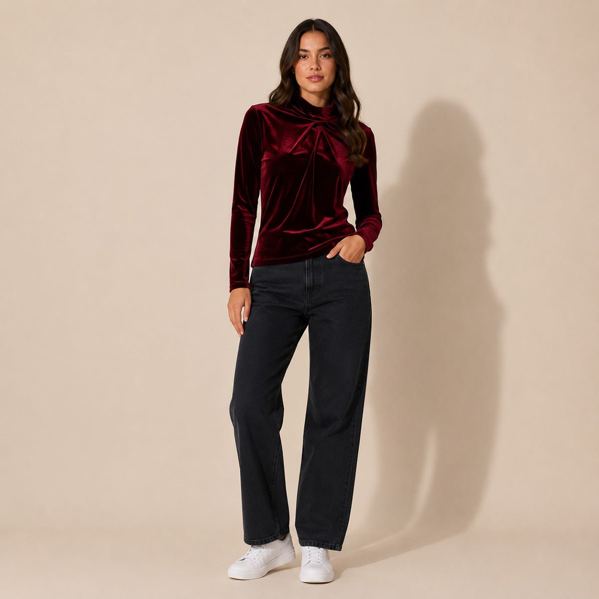 Reiss Connie Velvet Turtleneck Top Size L Burgundy NWT – Top product photo 1 | RewearableUK