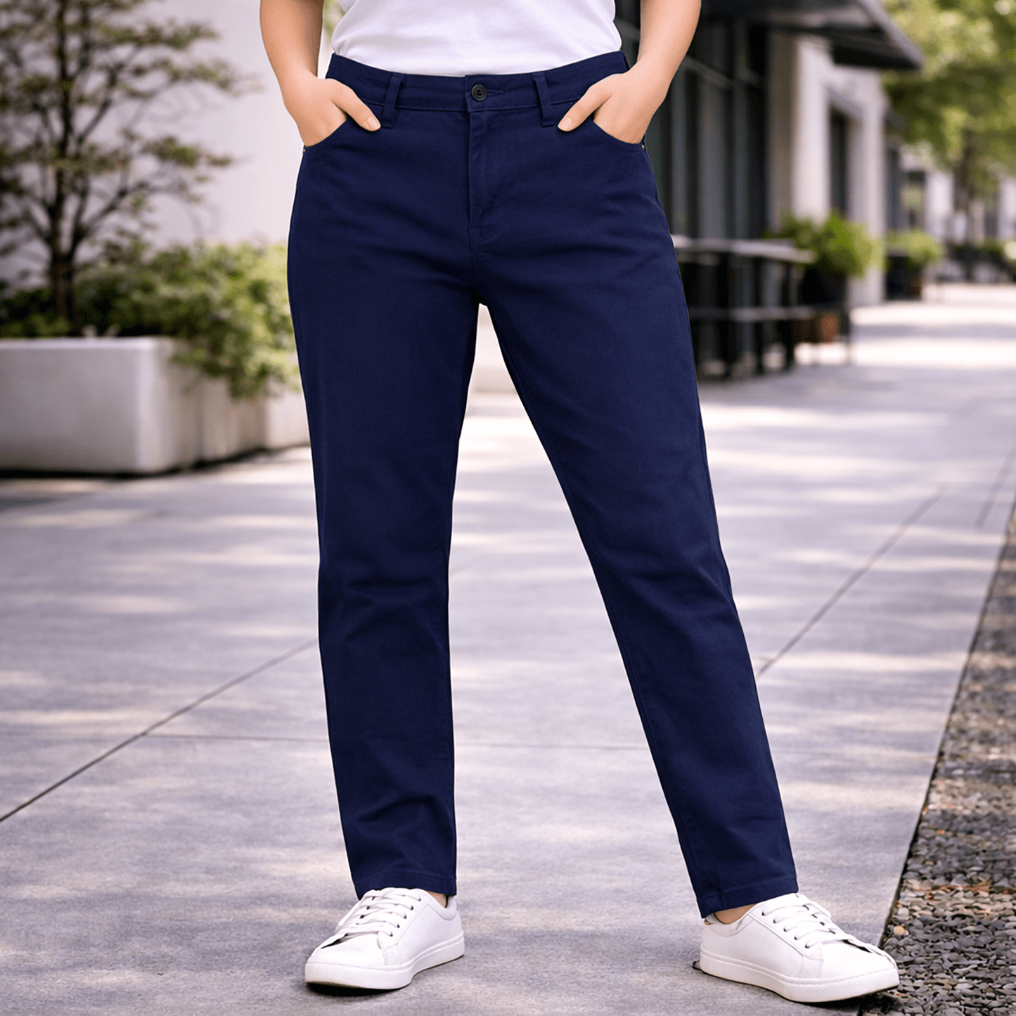 reiss drake mens navy blue slim fit 5 pocket casual trousers size 34 by Navy – trousers | RewearableUK