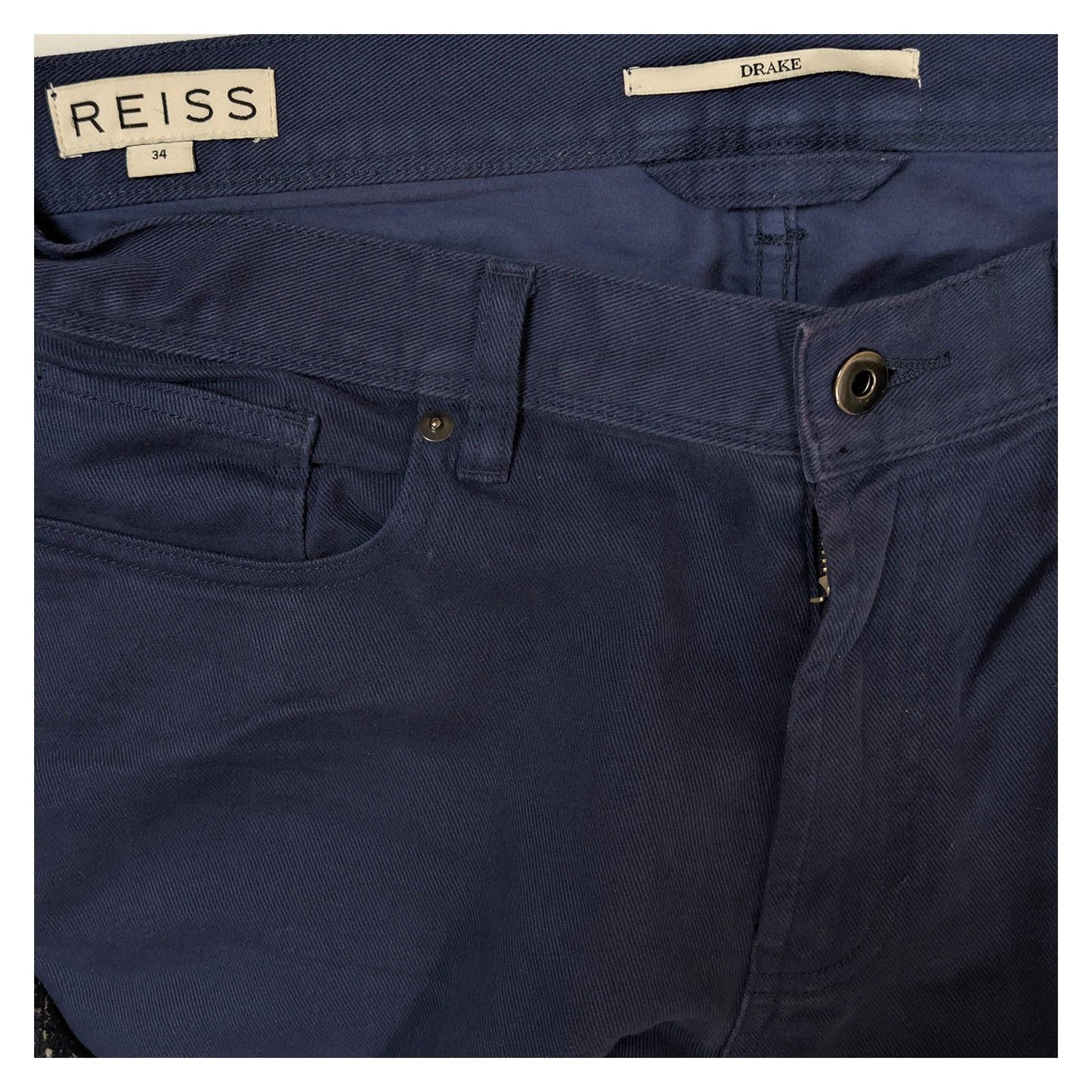 reiss drake mens trousers size 34 navy blue slim fit 5 pocket casual pants by Navy – | RewearableUK
