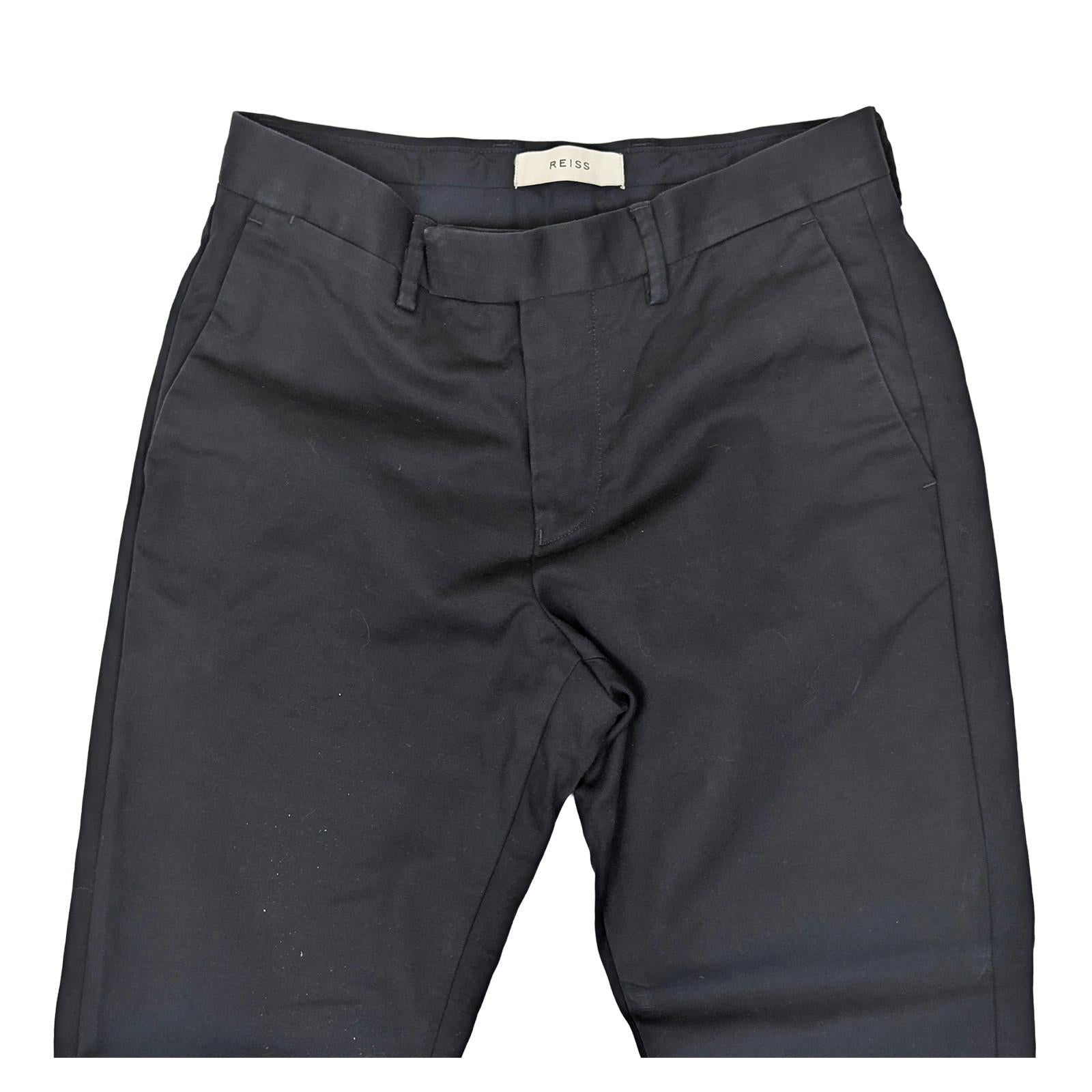 reiss eastbury mens black stretch cotton chino trousers pants waist 28 by Reiss – | RewearableUK