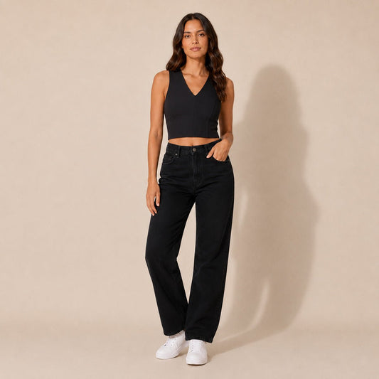 Reiss Helena Crop Top Size S Black Structured Zip Back – Top product photo 1 | RewearableUK