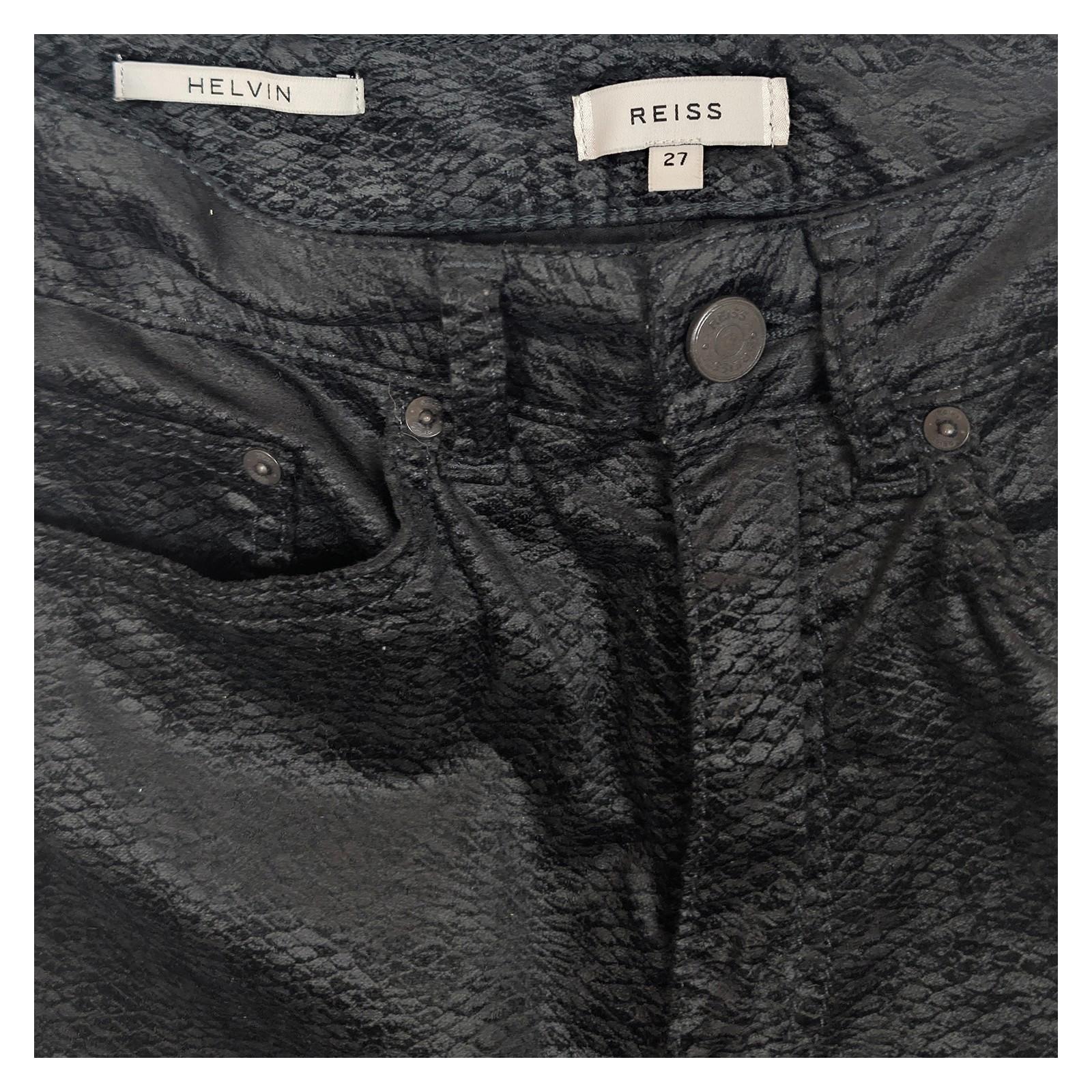Reiss Helvin Black Snake Texture Trousers Women's W27 Skinny Coated Effect Jeans by Reiss – | RewearableUK