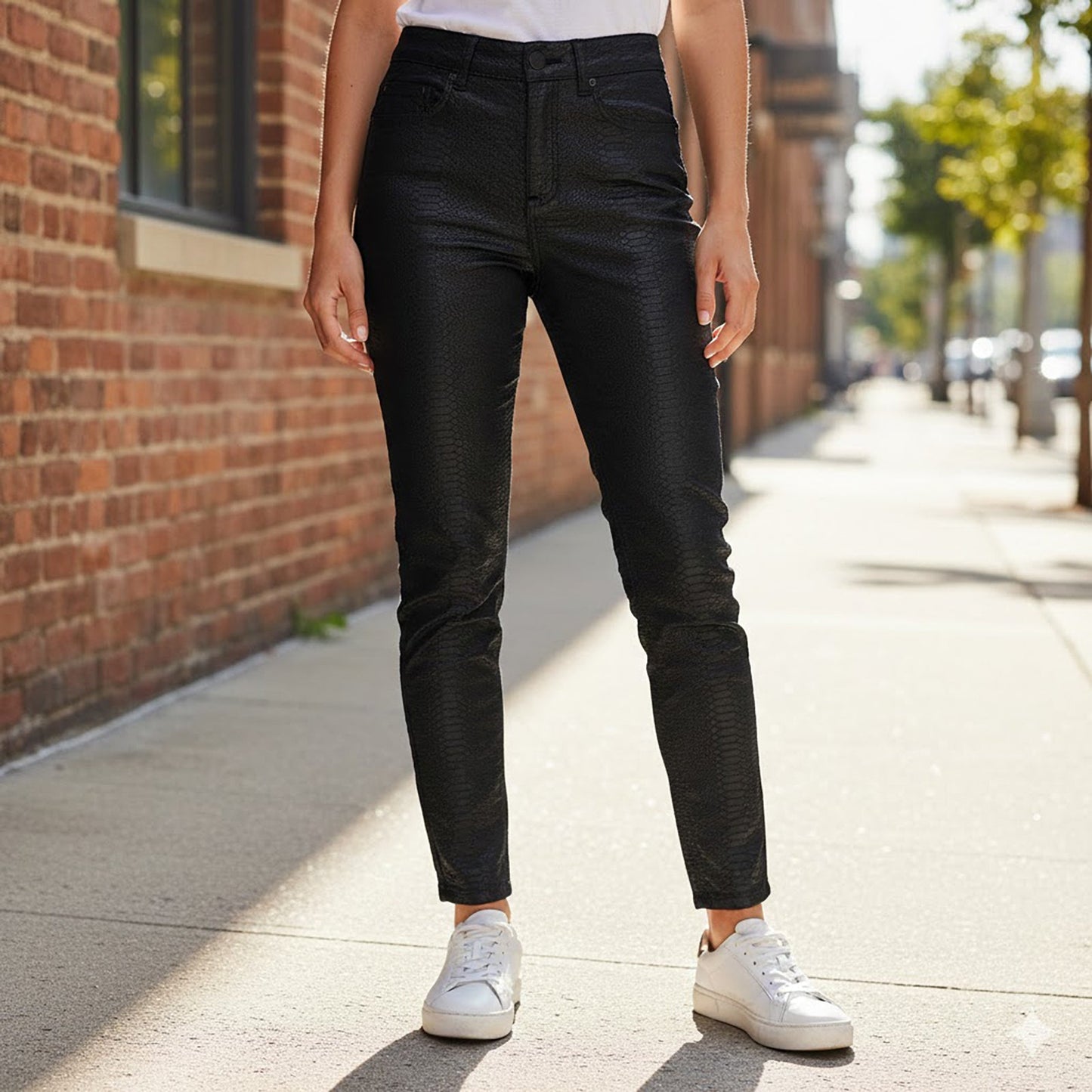 Reiss Helvin Snake Texture Trousers Black | Women's W27 (UK 8) by Reiss – trousers | RewearableUK