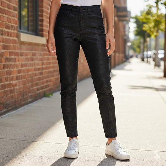 Reiss Helvin Snake Texture Trousers Black | Women's W27 (UK 8) by Reiss – trousers | RewearableUK