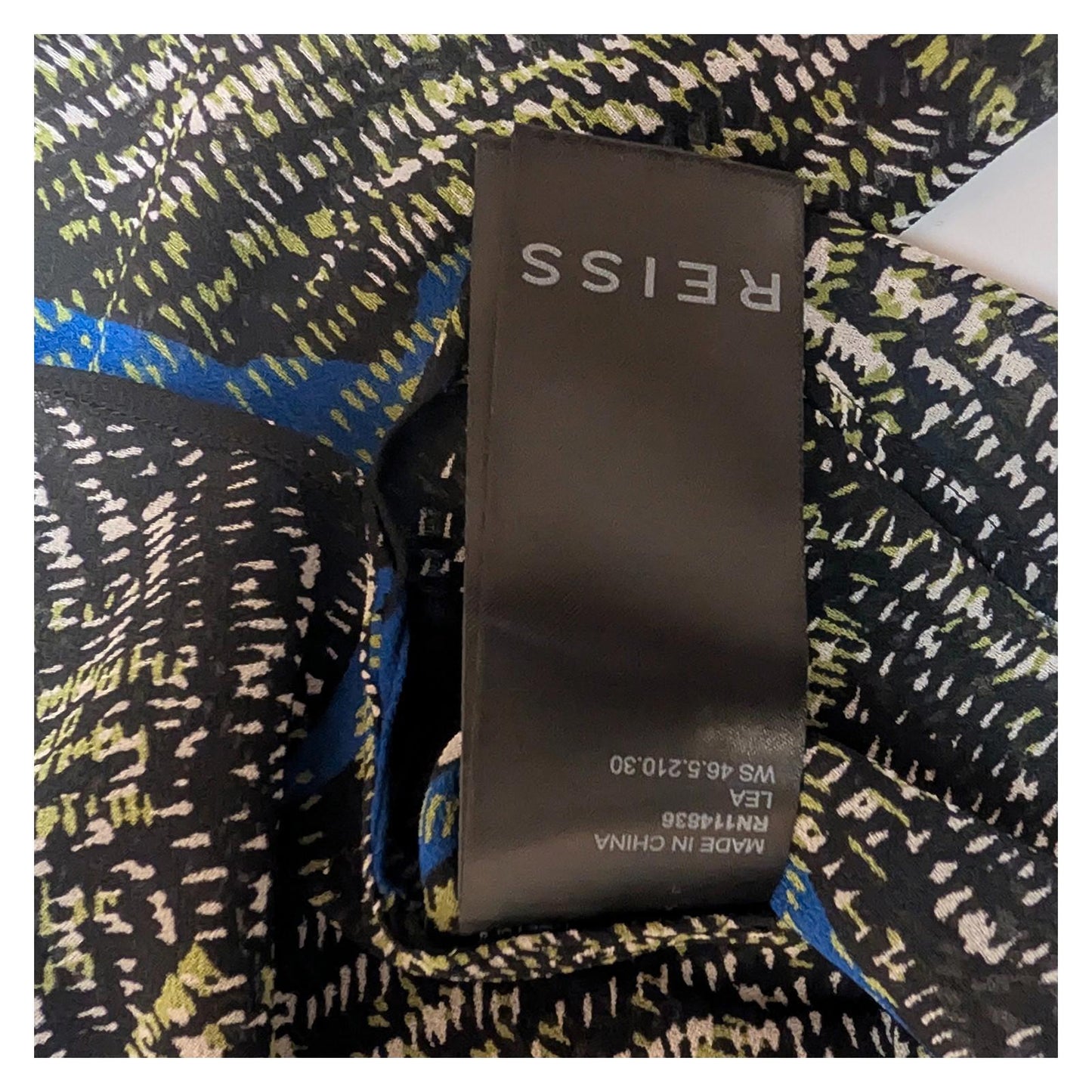 Reiss Lea Blouse UK 8 Abstract Green Blue Print Long Sleeve Shirt Top Office Wor by Reiss – | RewearableUK