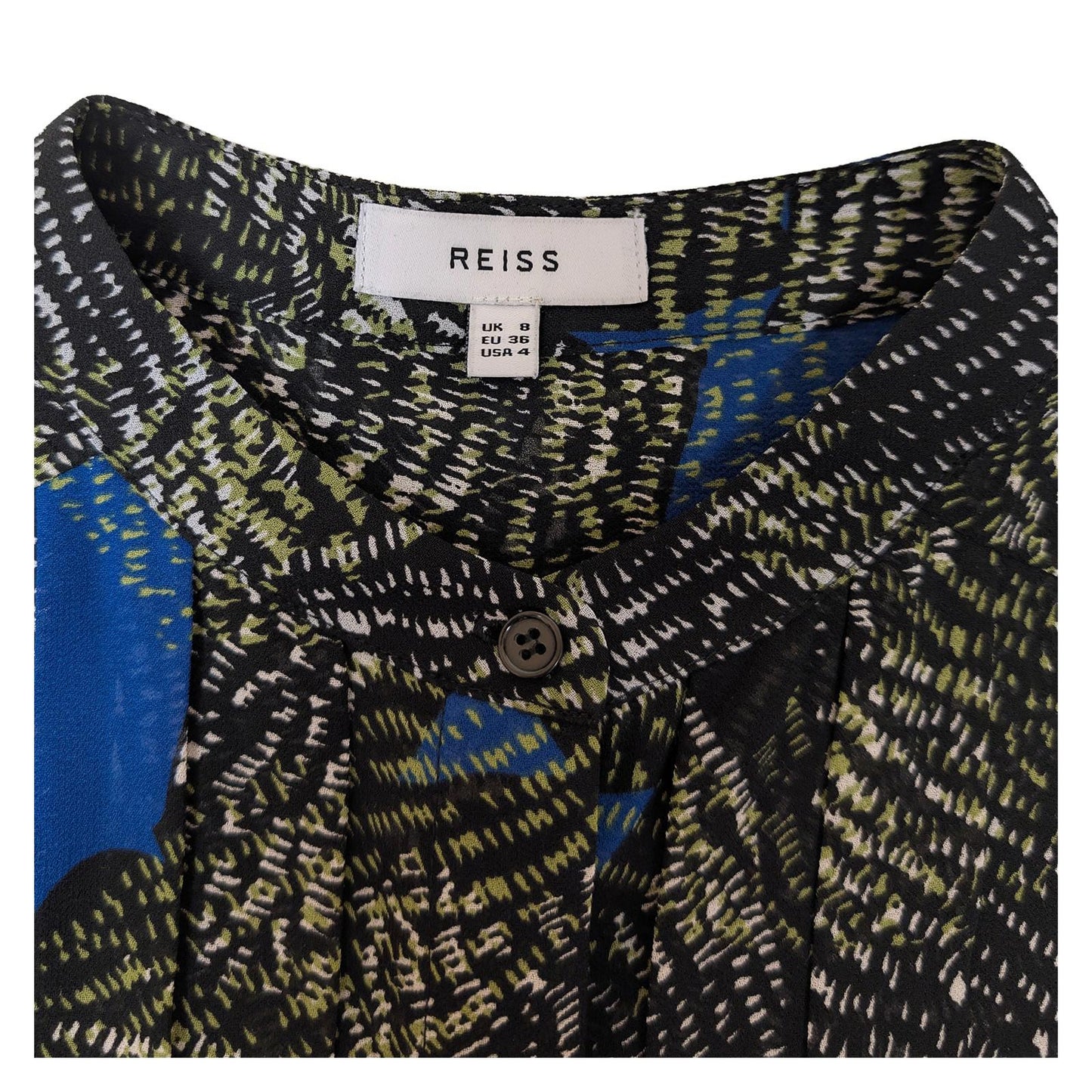 Reiss Lea Blouse UK 8 Abstract Green Blue Print Long Sleeve Shirt Top Office Wor by Reiss – | RewearableUK