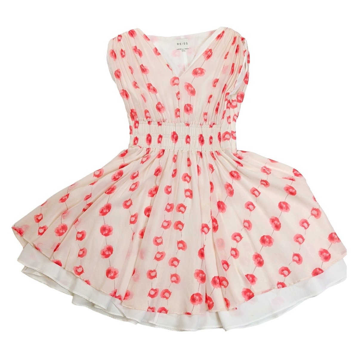 Reiss Lunata Poppy 100% Silk Dress UK 8 Floral Fit Flare Wedding Guest – product photo 1 | RewearableUK