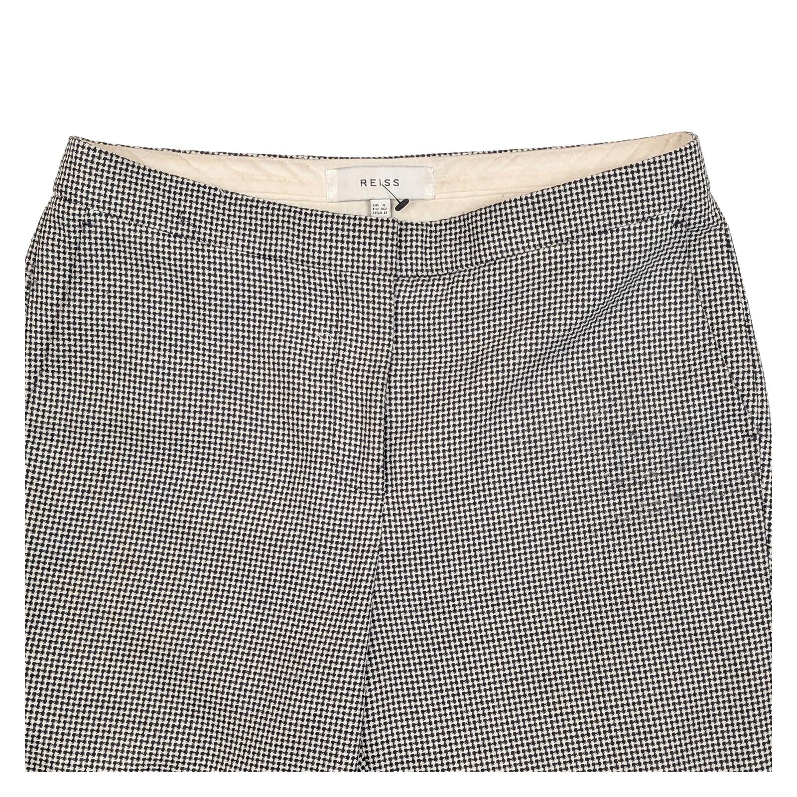 Reiss Maxine Trousers Women's Size UK 4 US 0 Houndstooth Check Cigarette Tailore by Reiss – | RewearableUK