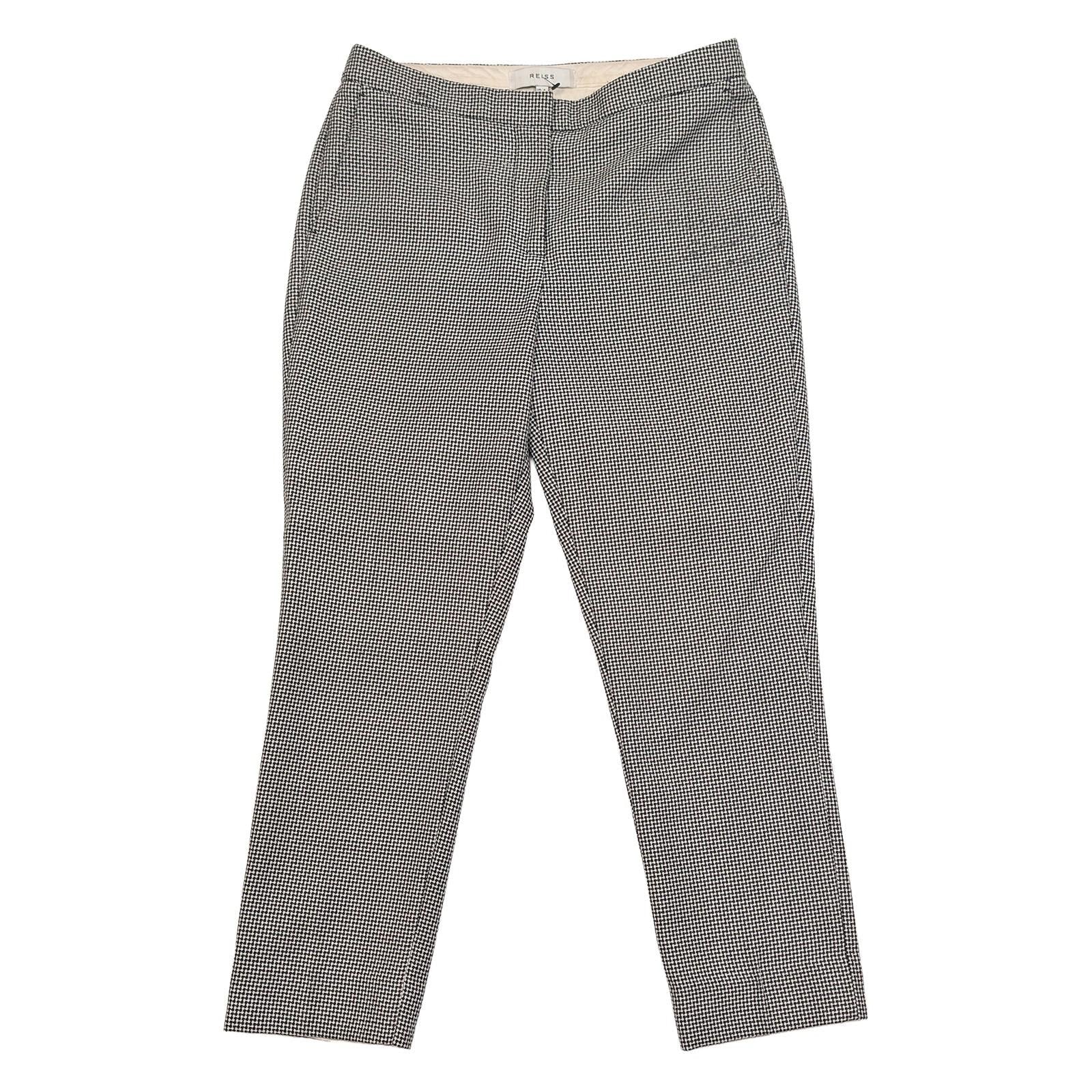 Reiss Maxine Trousers Women's Size UK 4 US 0 Houndstooth Check Cigarette Tailore by Reiss – | RewearableUK
