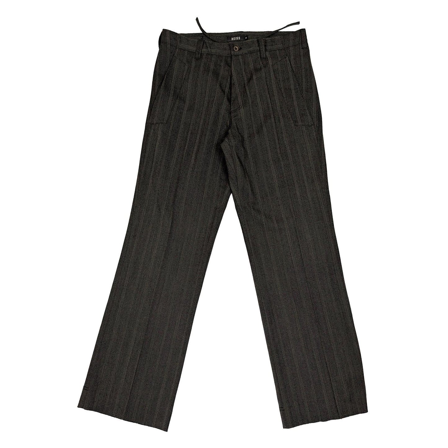 reiss men size 30 brown striped wool blend straight leg formal trousers pants by Reiss – | RewearableUK
