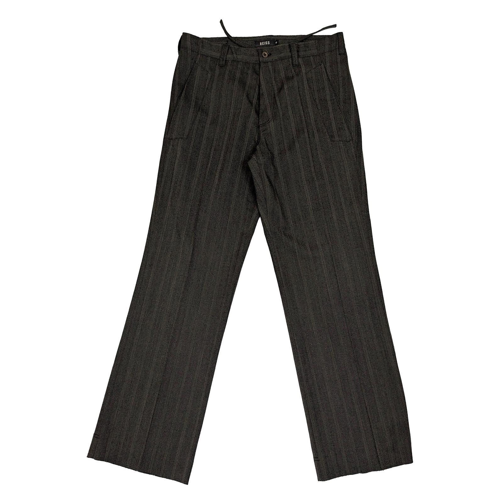 reiss men size 30 brown striped wool blend straight leg formal trousers pants by Reiss – | RewearableUK
