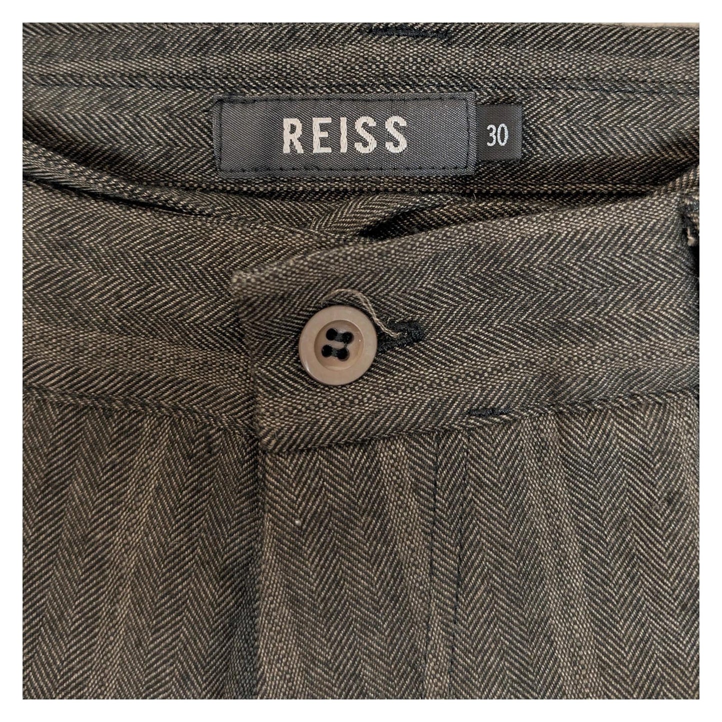 reiss men size 30 brown striped wool blend straight leg formal trousers pants by Reiss – | RewearableUK
