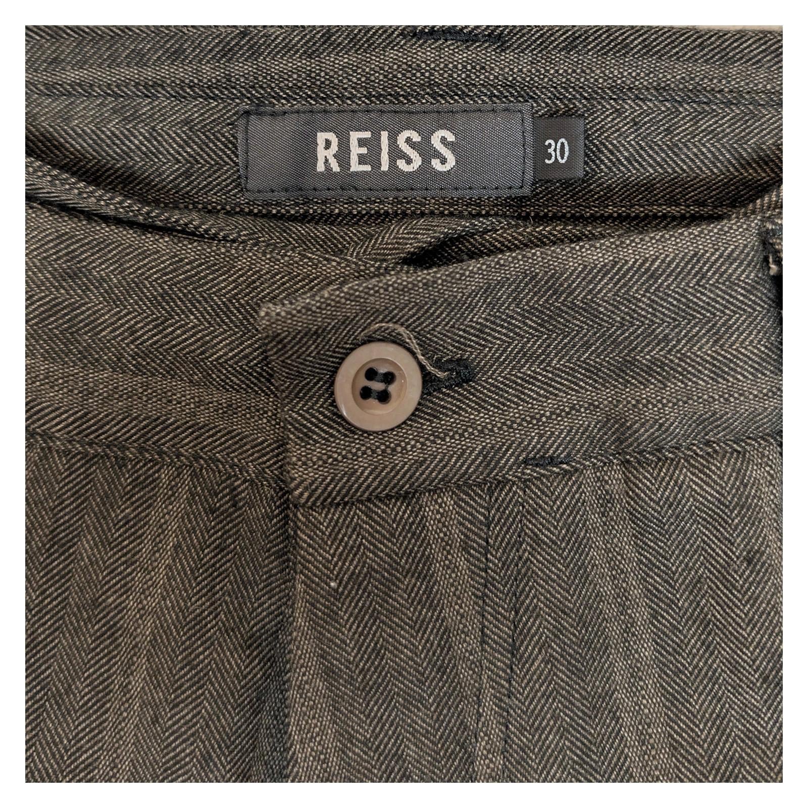 reiss men size 30 brown striped wool blend straight leg formal trousers pants by Reiss – | RewearableUK