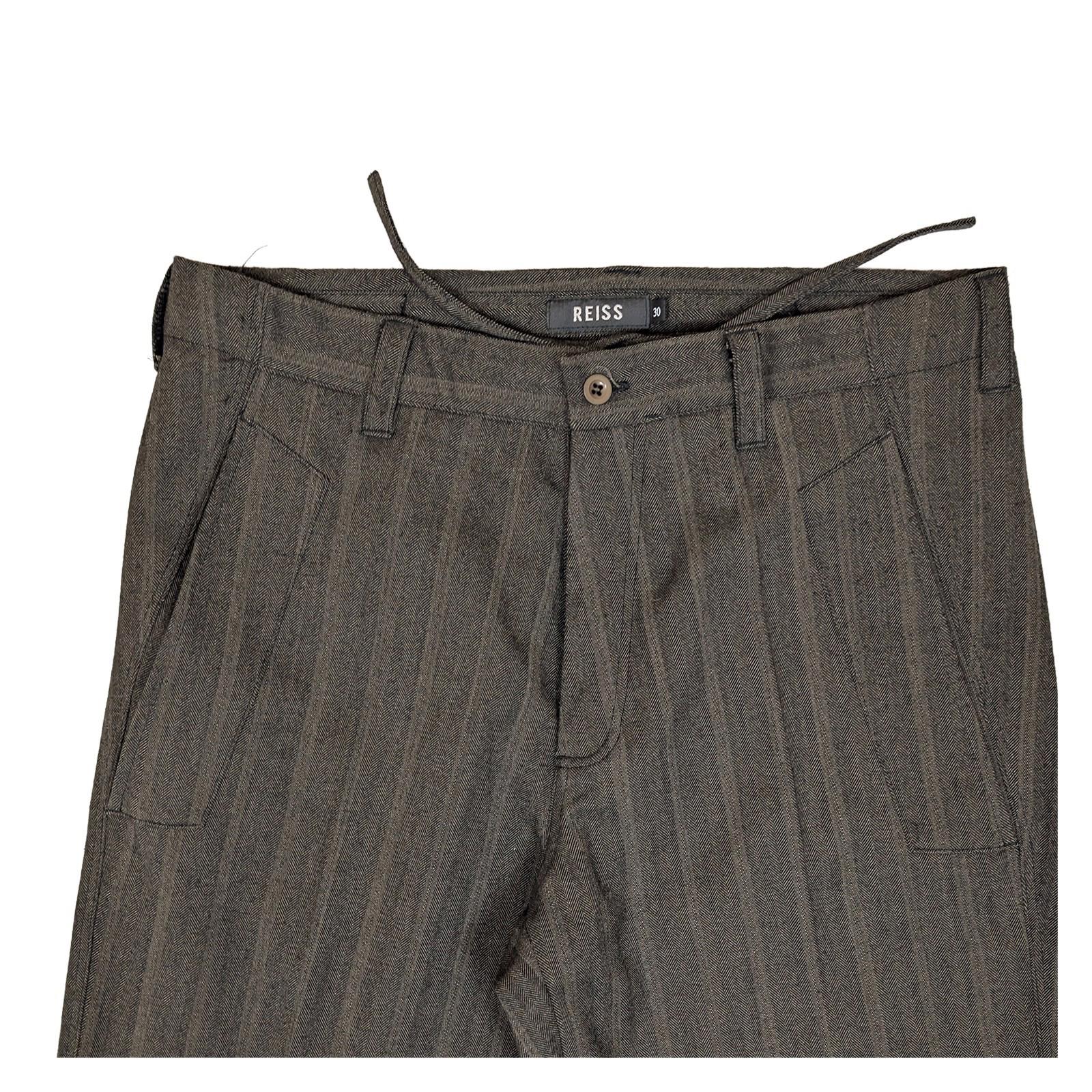reiss men size 30 brown striped wool blend straight leg formal trousers pants by Reiss – | RewearableUK