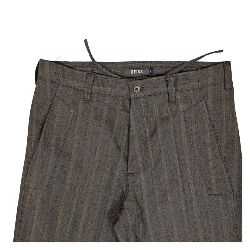 reiss men size 30 brown striped wool blend straight leg formal trousers pants by Reiss – | RewearableUK