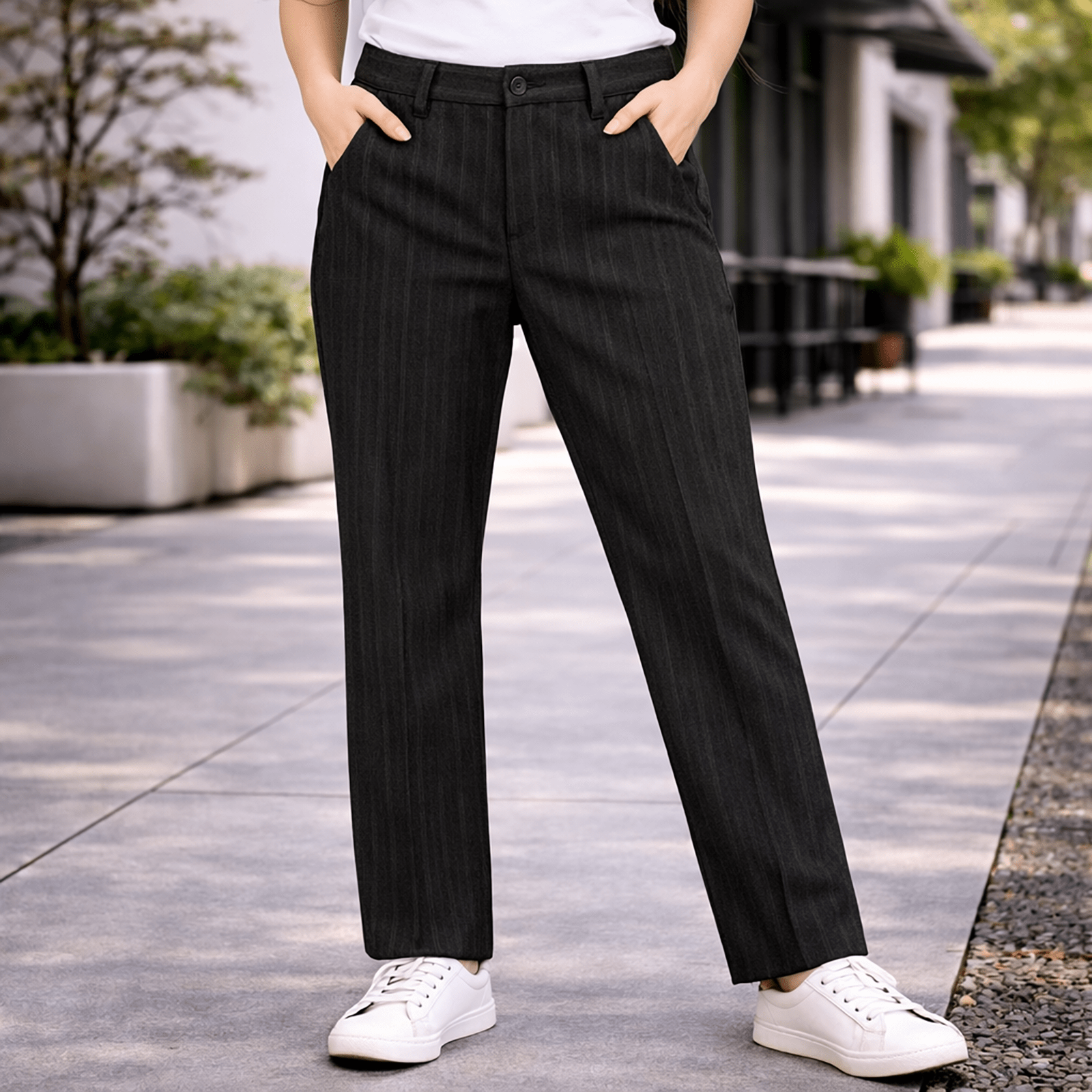 reiss mens brown striped wool blend straight leg formal trousers pants size 30 by Reiss – trousers | RewearableUK