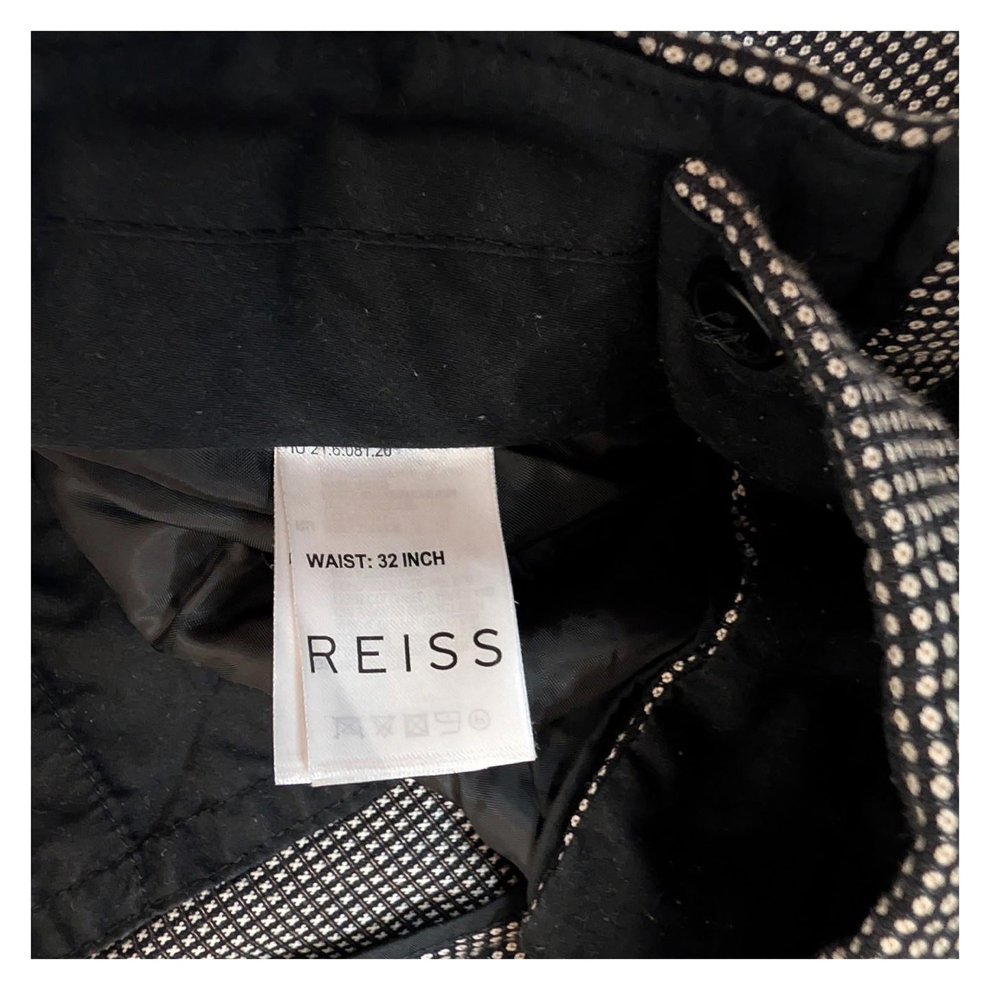 reiss mens geometric micro check cotton trousers waist 32 smart casual by Reiss – | RewearableUK