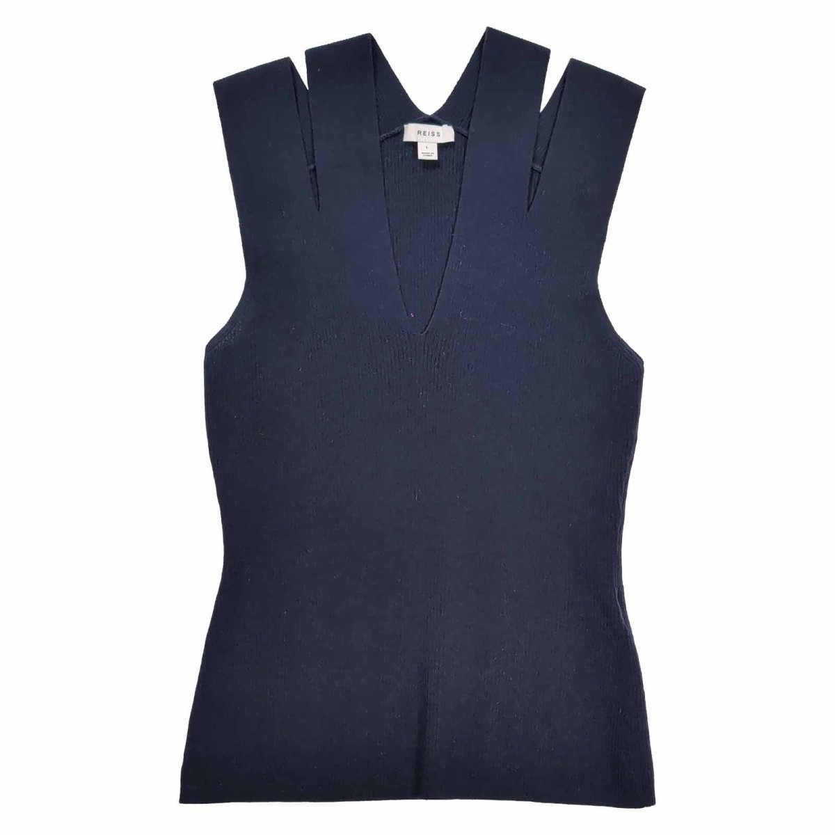 Reiss Nina Ribbed Sleeveless Top L UK 14 Navy – product photo 1 | RewearableUK