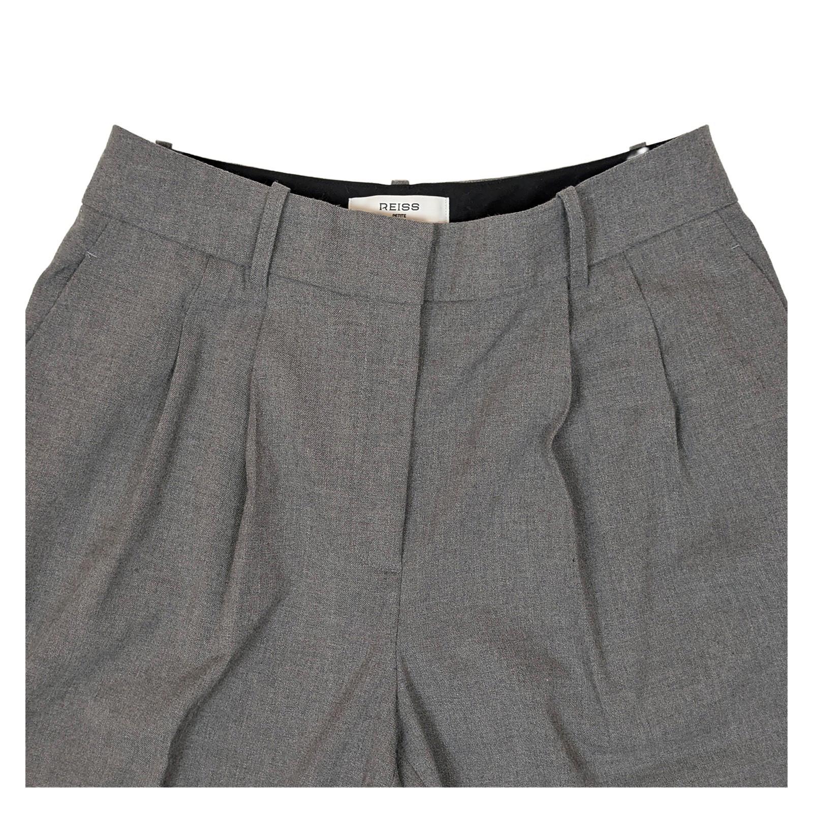 reiss petite women size uk 10 p grey wide leg pleated smart trousers pants by Reiss – | RewearableUK