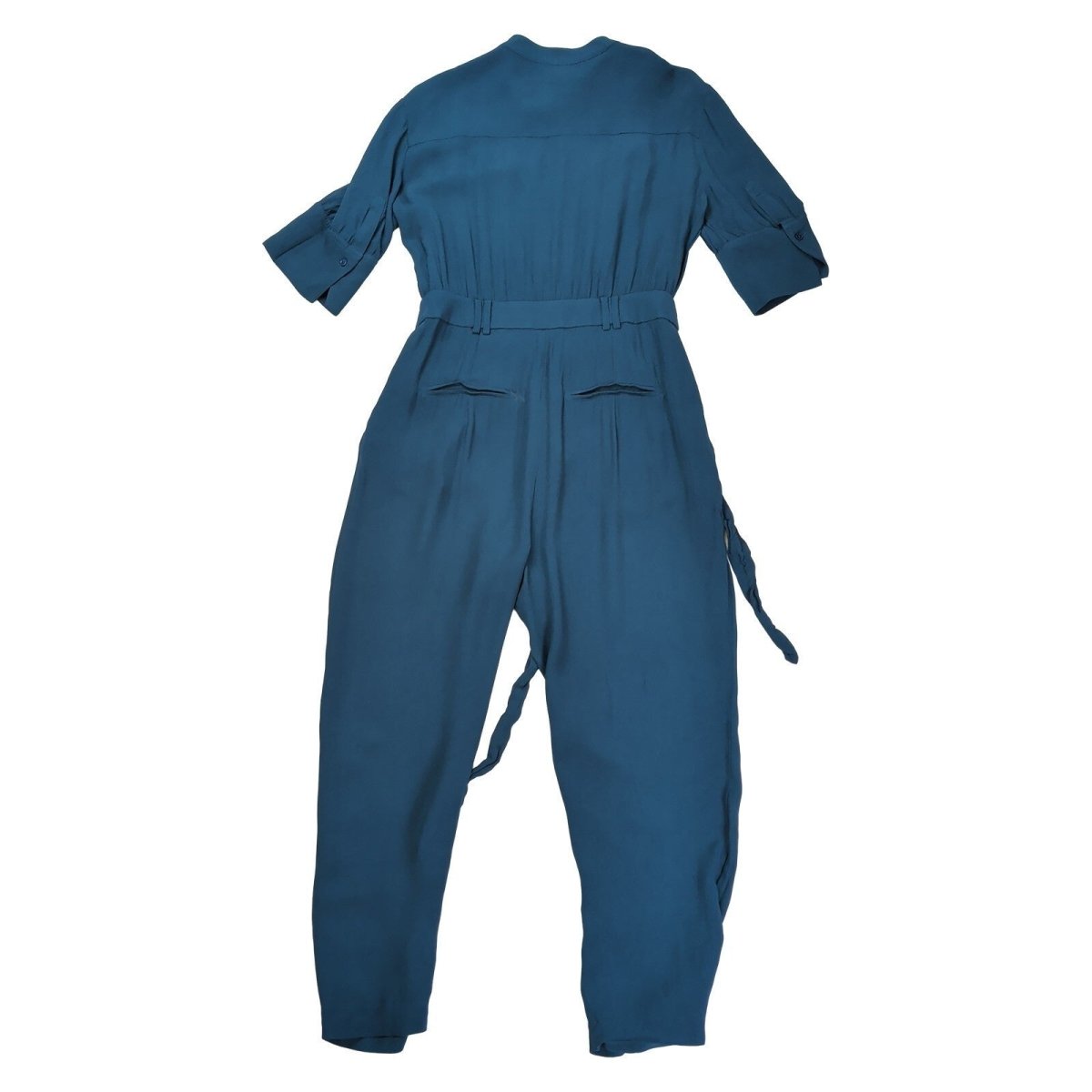 Reiss Silva Navy Blue Jumpsuit UK 10 Short Sleeve Belted Tapered Leg – product photo 2 | RewearableUK