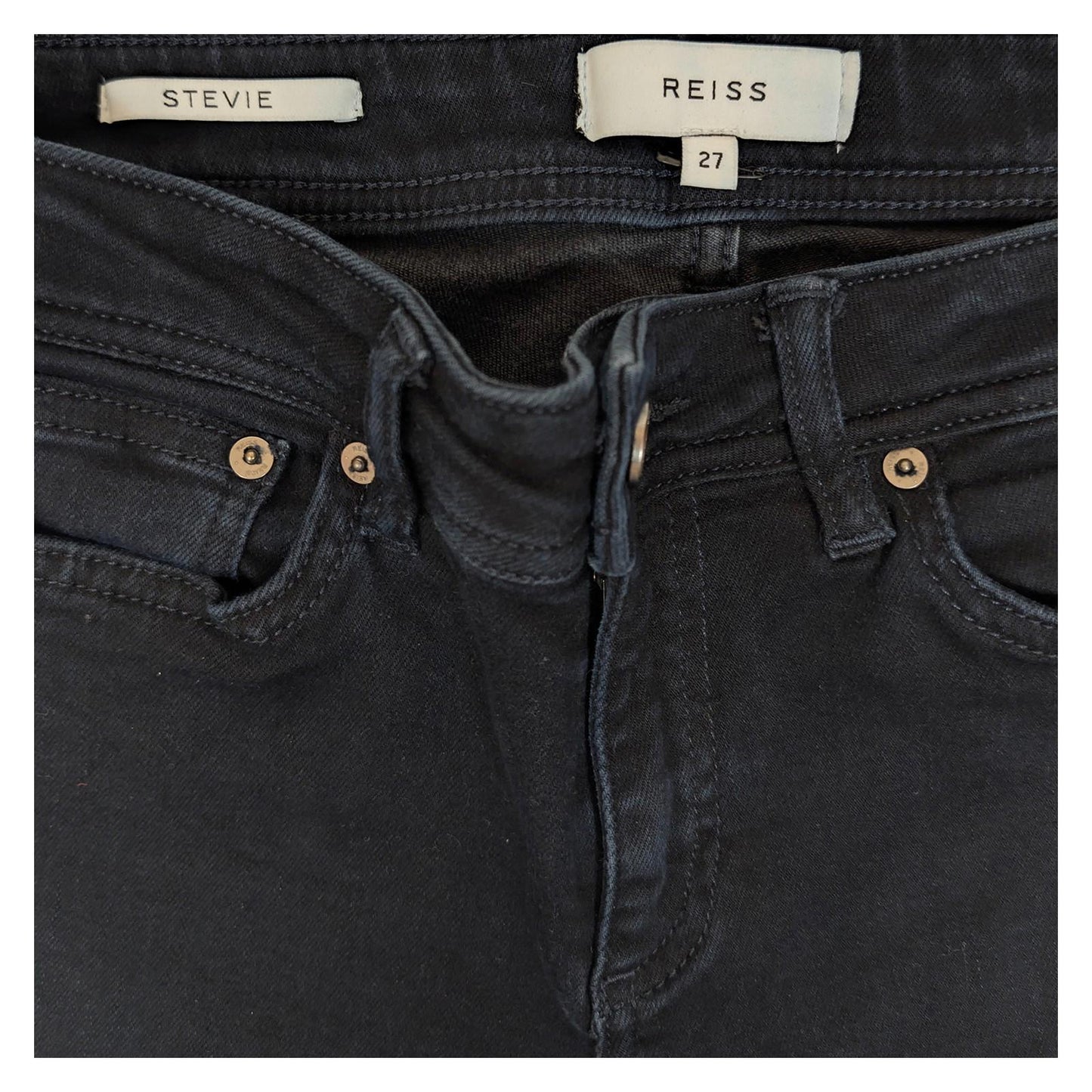reiss stevie women size 27 black skinny mid rise stretch denim jeans trousers by Reiss – | RewearableUK