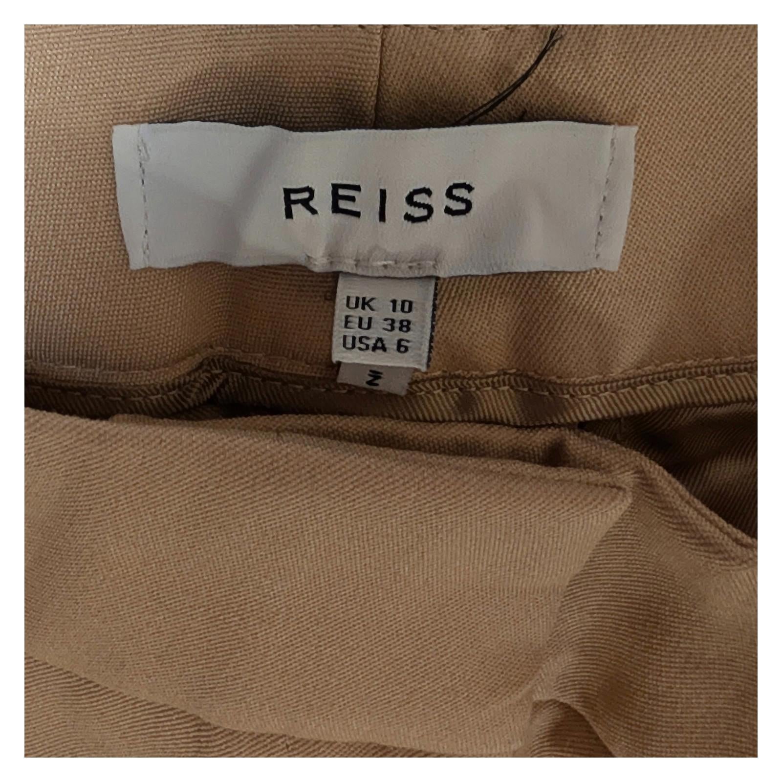 reiss trousers size 10 beige camel tailored slim smart office stretch by Reiss – trousers | RewearableUK