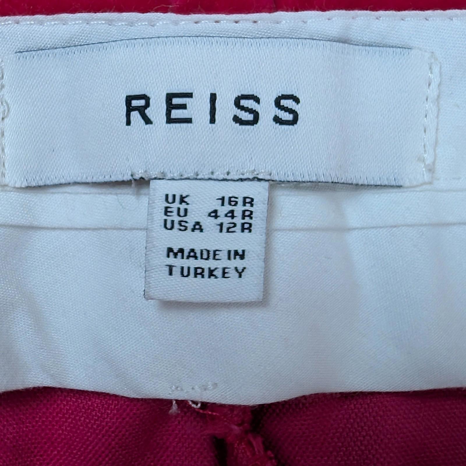 Reiss Velvet Trousers Size UK 16 R US 12 Rosa Pink Tuxedo Stripe Slim Cotton by Reiss – | RewearableUK