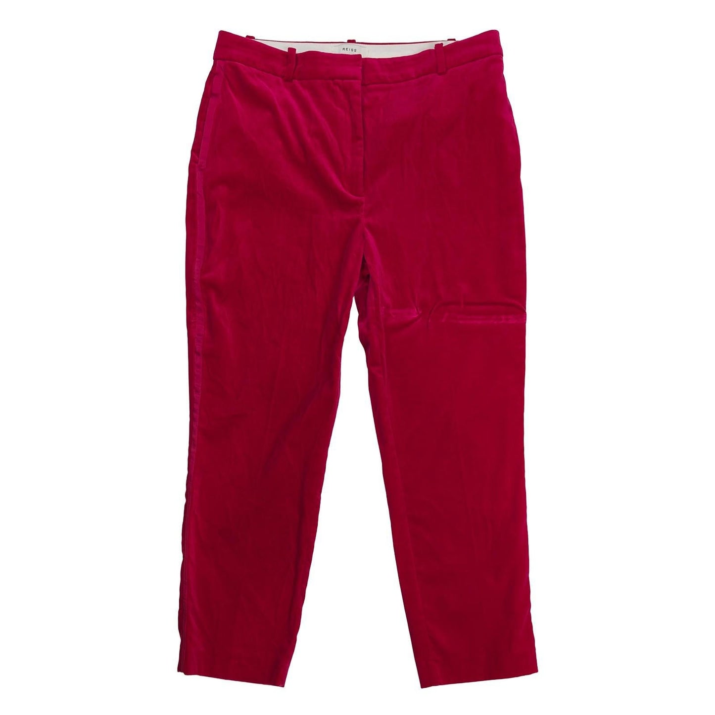 Reiss Velvet Trousers Size UK 16 R US 12 Rosa Pink Tuxedo Stripe Slim Cotton by Reiss – | RewearableUK