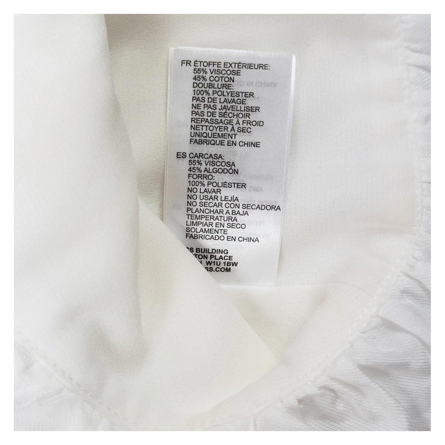 Reiss Woman White Ruched Top Size UK 12 Sleeveless V - Neck Peplum Cotton Blend by Reiss – | RewearableUK