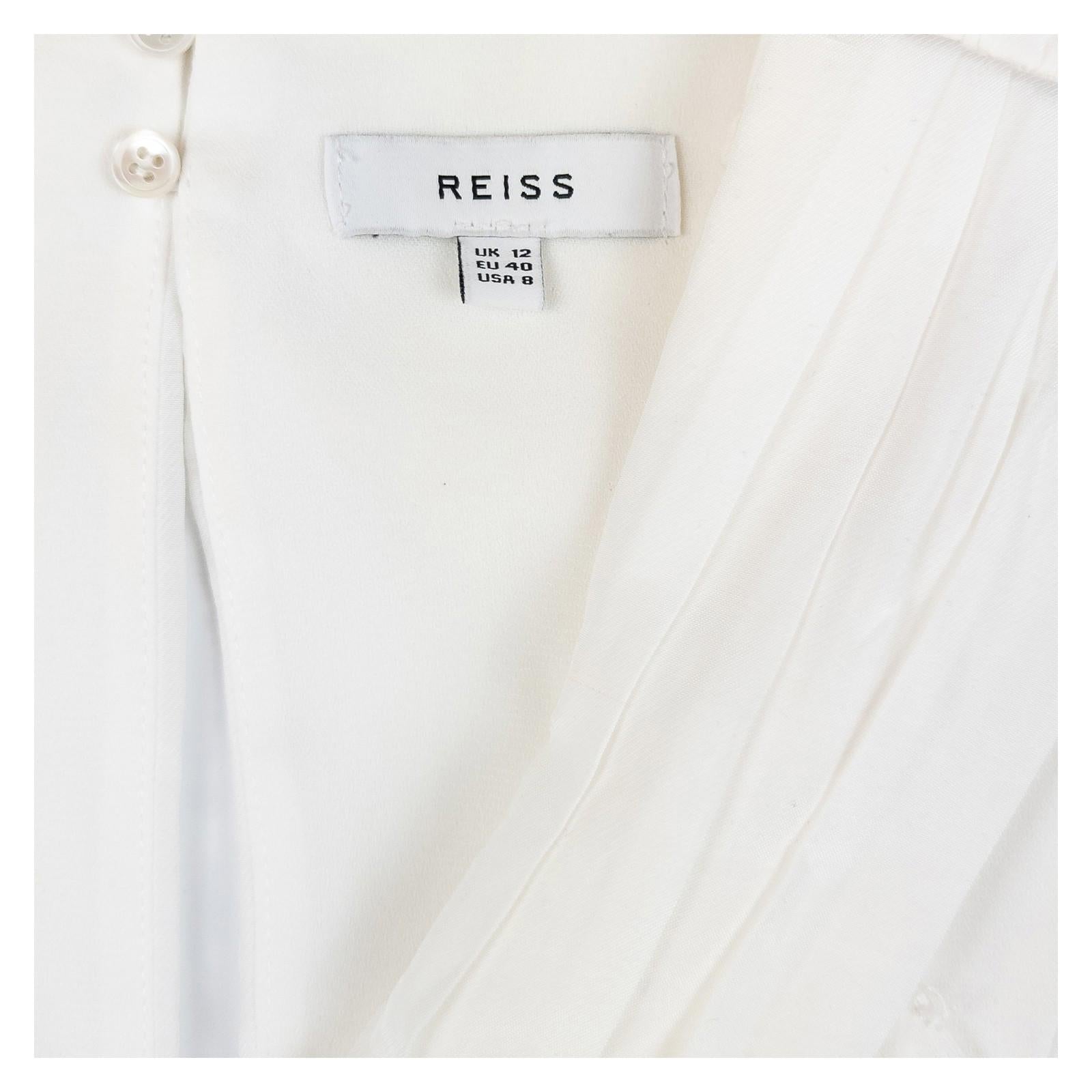 Reiss Woman White Ruched Top Size UK 12 Sleeveless V - Neck Peplum Cotton Blend by Reiss – | RewearableUK