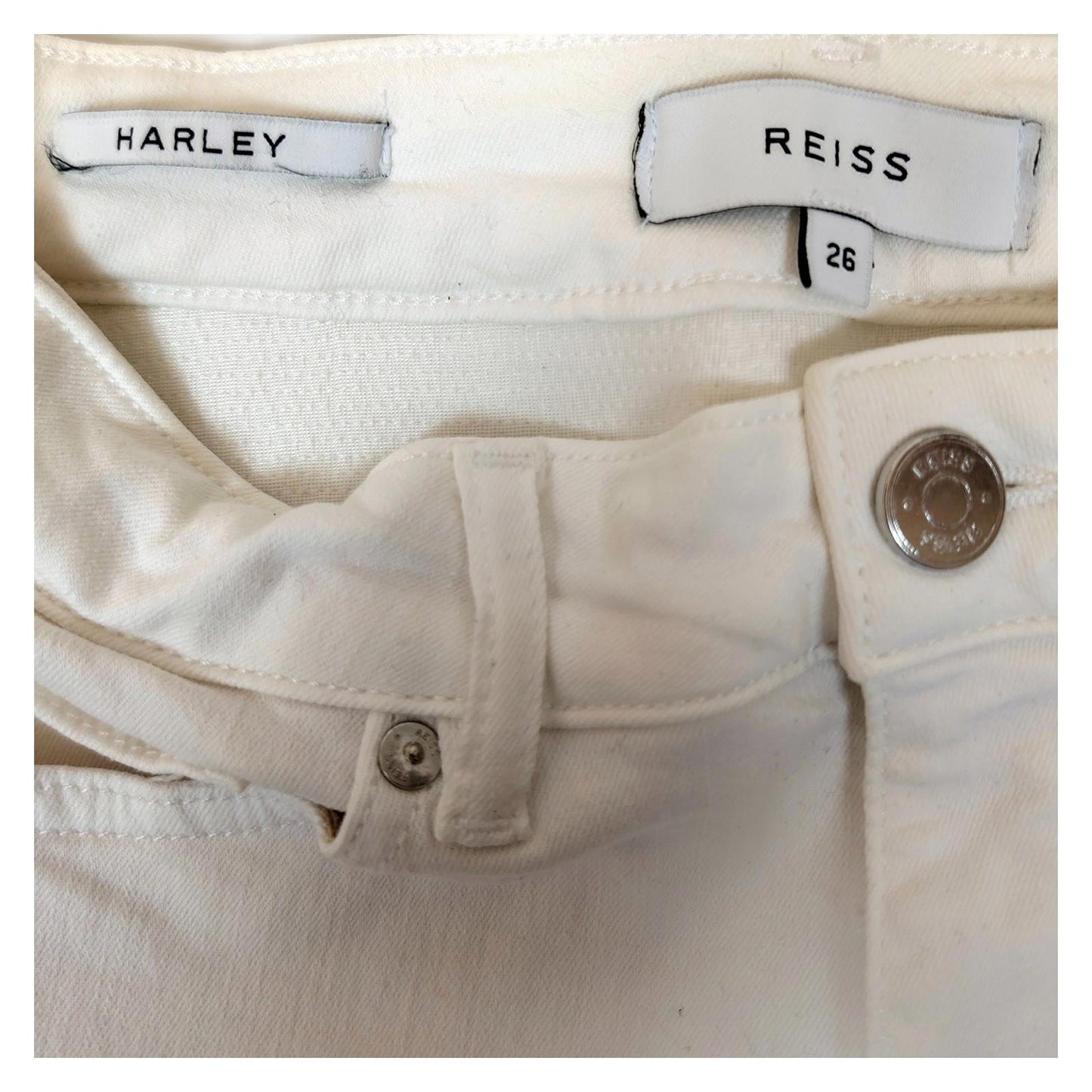 reiss women size 26 white harley biker skinny stretch denim jeans trousers by Reiss – | RewearableUK