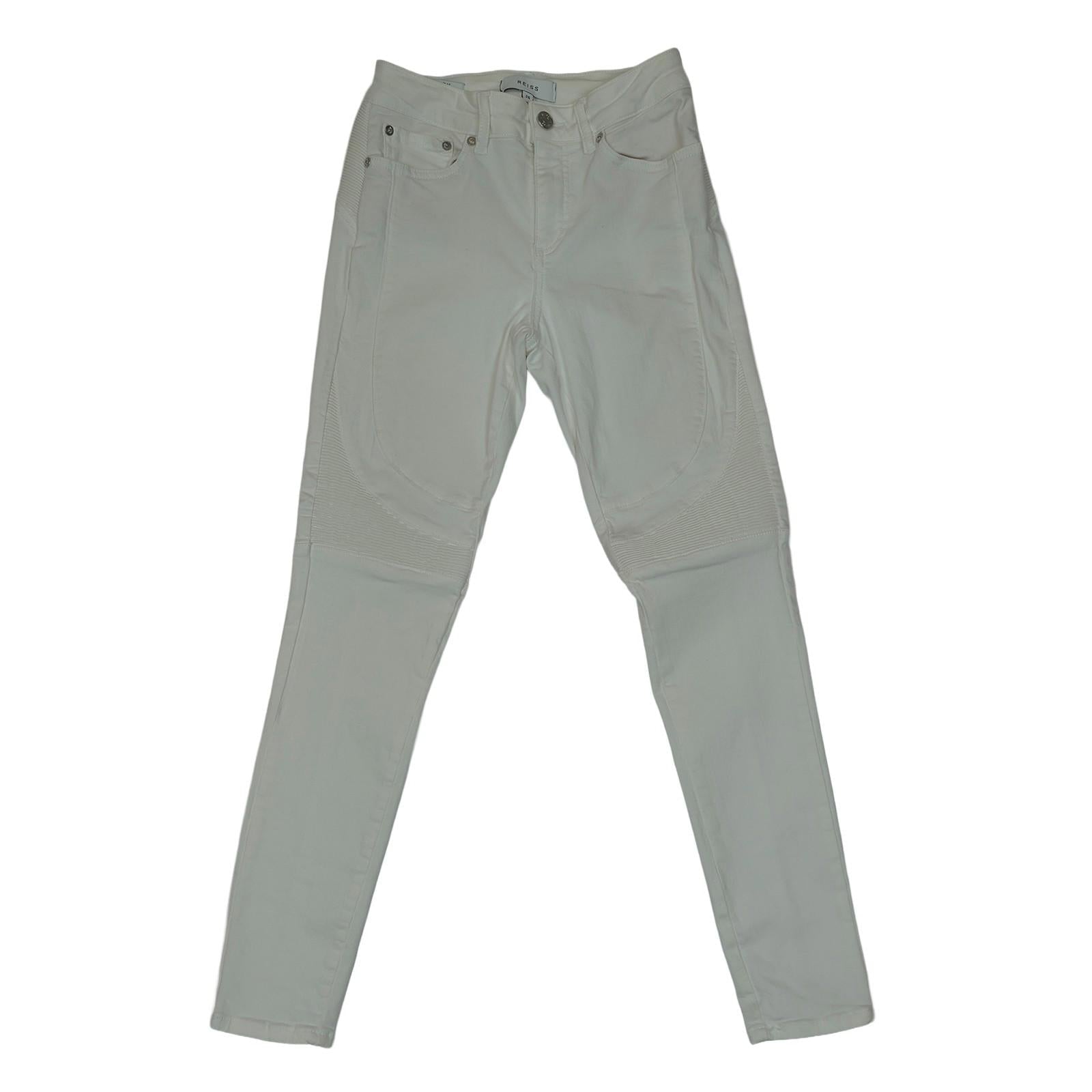 reiss women size 26 white harley biker skinny stretch denim jeans trousers by Reiss – | RewearableUK