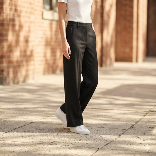 reiss womens black premium wool blend wide leg tailored trousers pants uk 10 by Reiss – trousers | RewearableUK