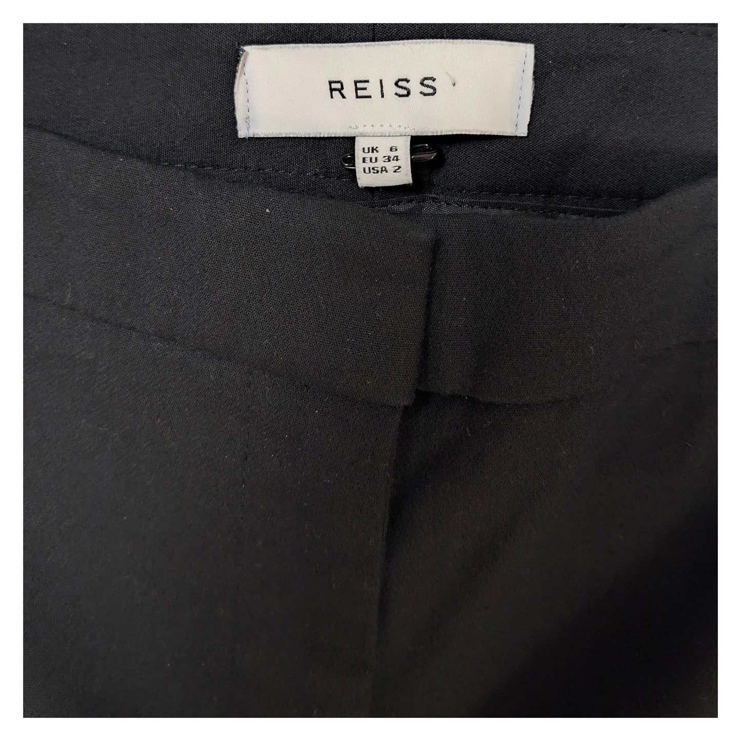 reiss womens black smart tailored trousers size 6 slim fit ankle zips by Reiss – trousers | RewearableUK
