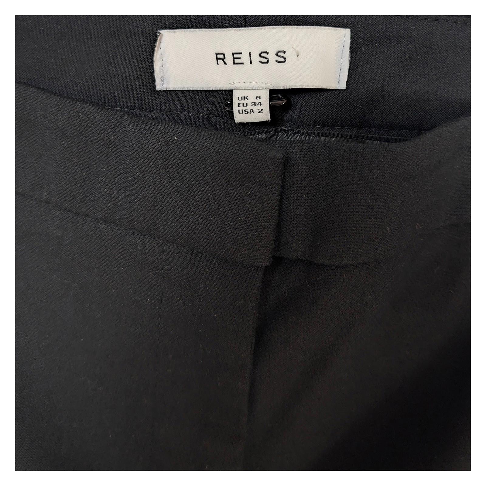 reiss womens black smart tailored trousers size 6 slim fit ankle zips by Reiss – trousers | RewearableUK