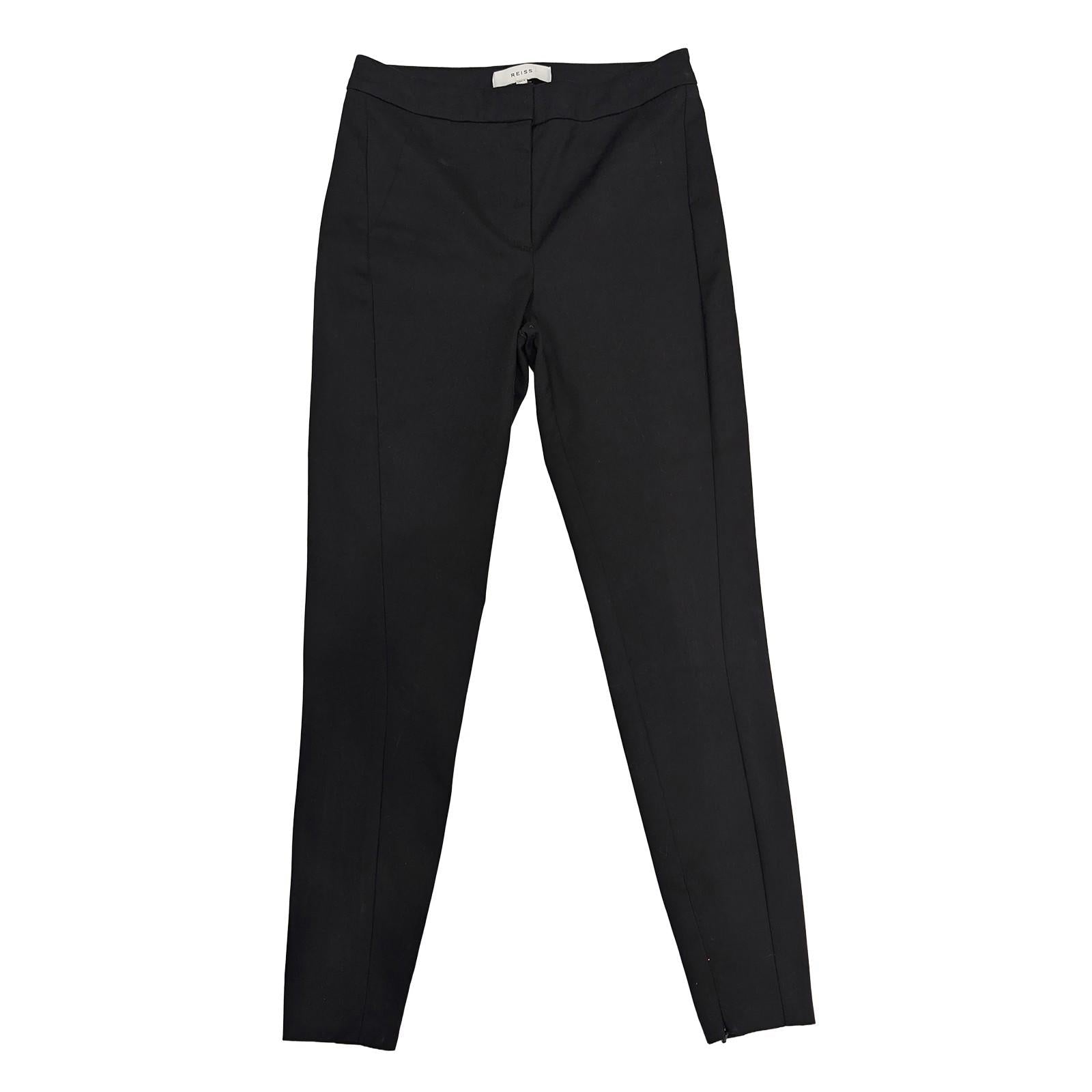 reiss womens black smart tailored trousers size 6 slim fit ankle zips by Reiss – trousers | RewearableUK