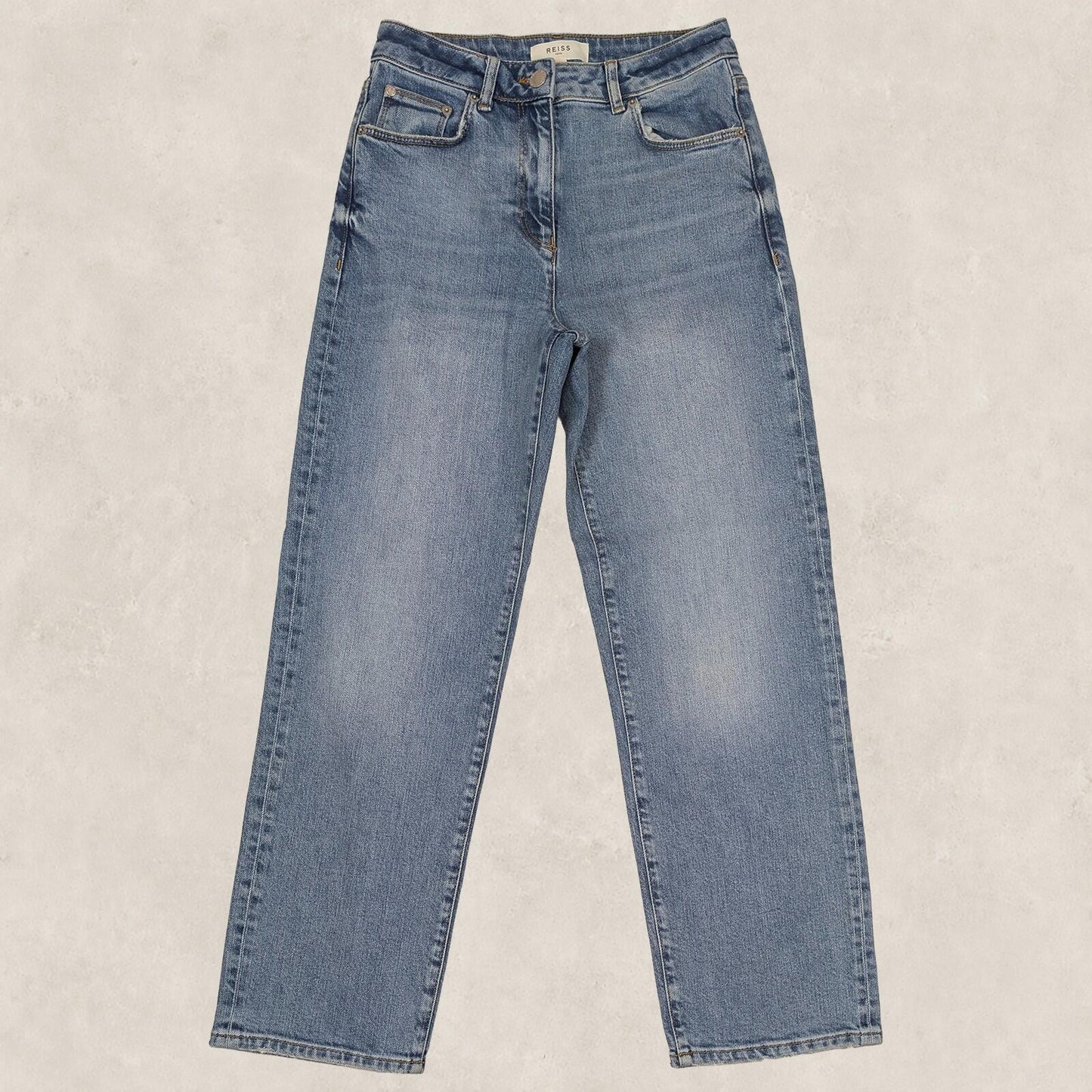 reiss womens blue wash straight fit denim jeans size 25 r by Reiss – JEANS | RewearableUK