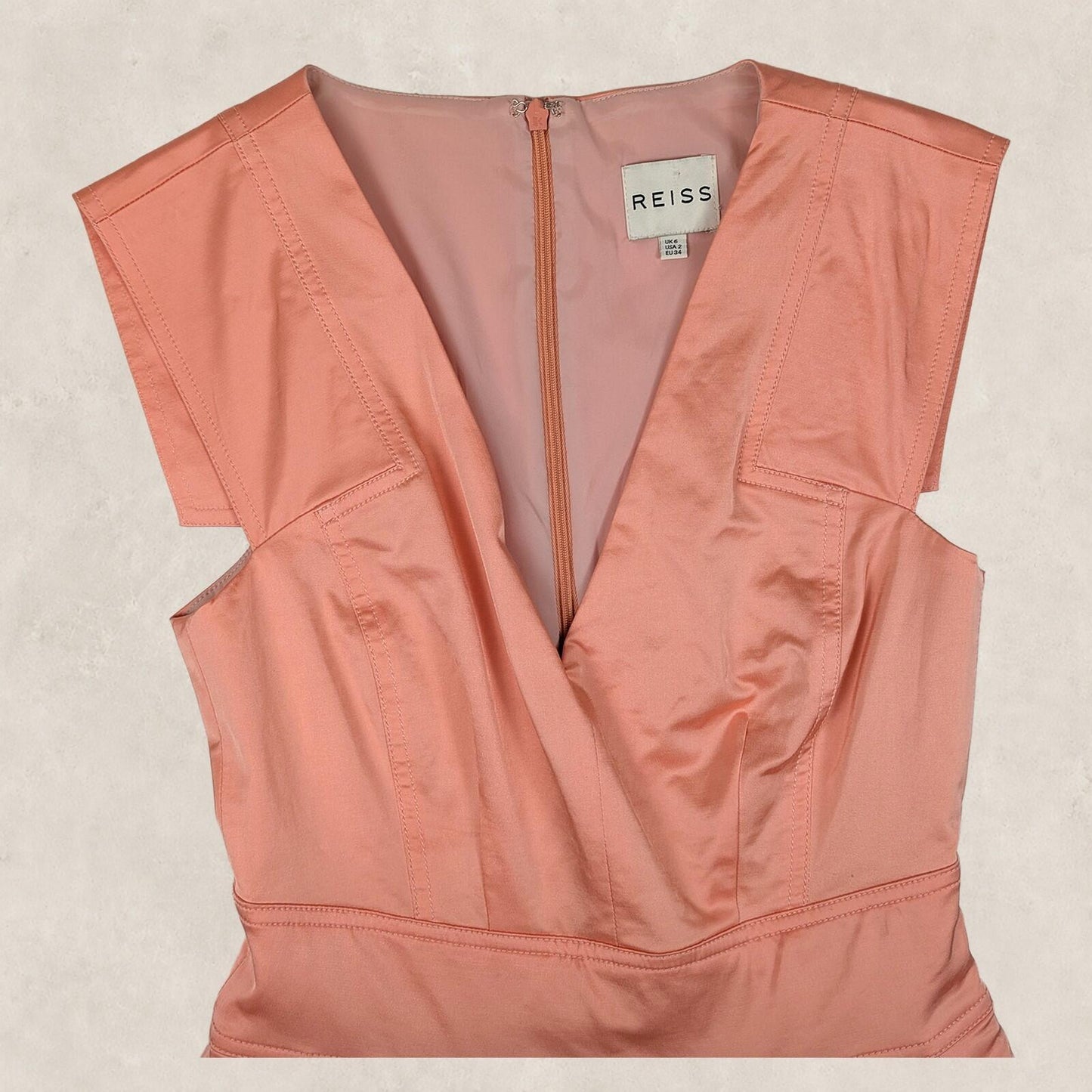 Reiss Womens Peach Pink Tailored Pleated Occasion Dress UK 6 by Reiss – | RewearableUK