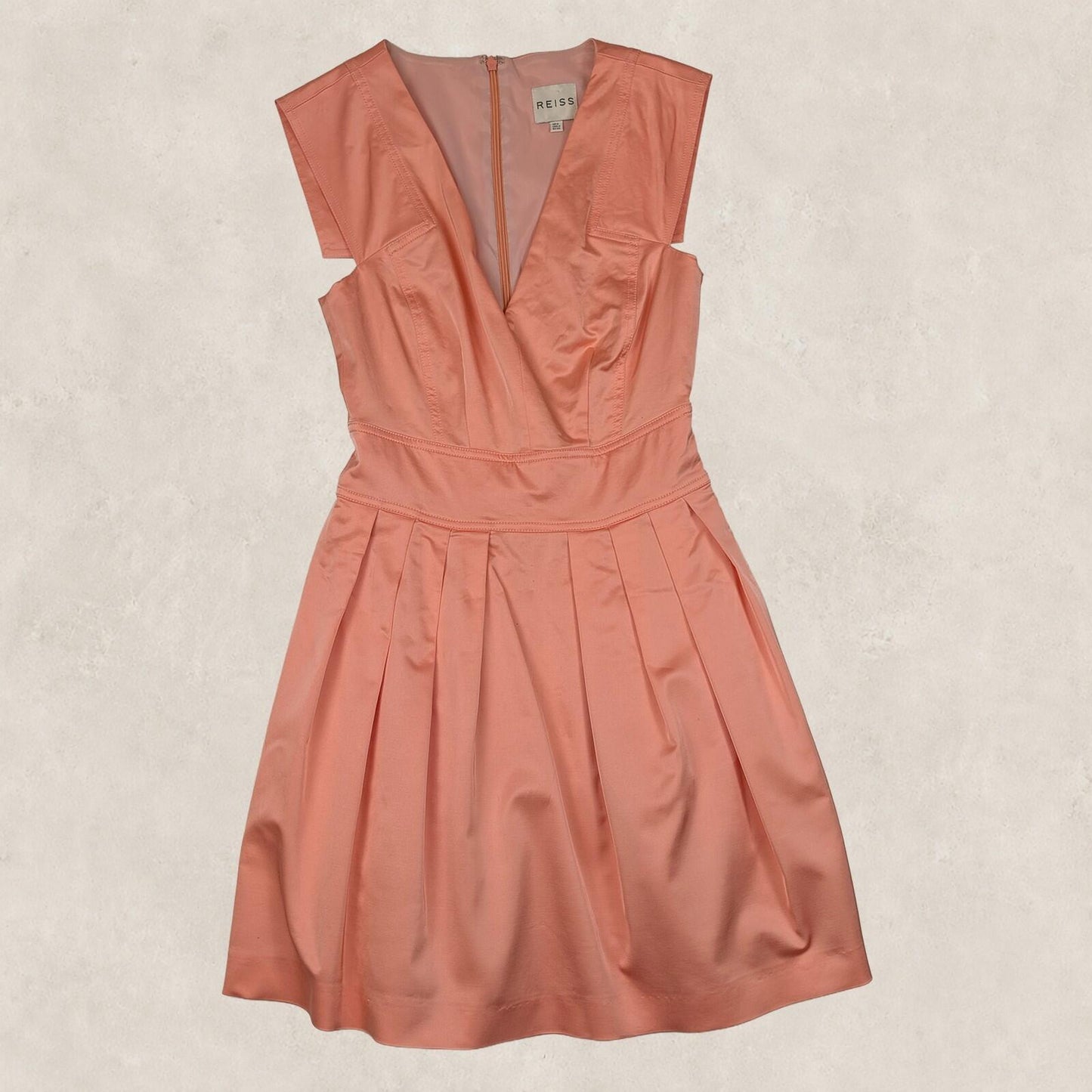 Reiss Womens Peach Pink Tailored Pleated Occasion Dress UK 6 by Reiss – | RewearableUK