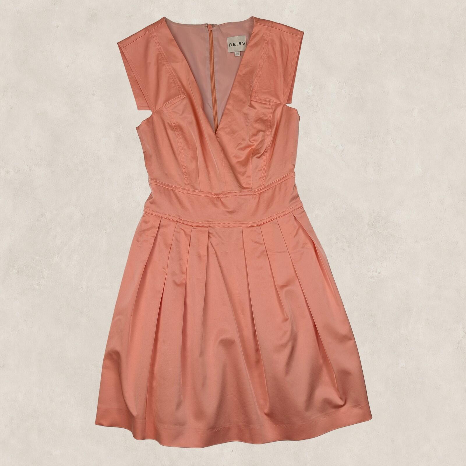 Reiss Womens Peach Pink Tailored Pleated Occasion Dress UK 6 by Reiss – | RewearableUK