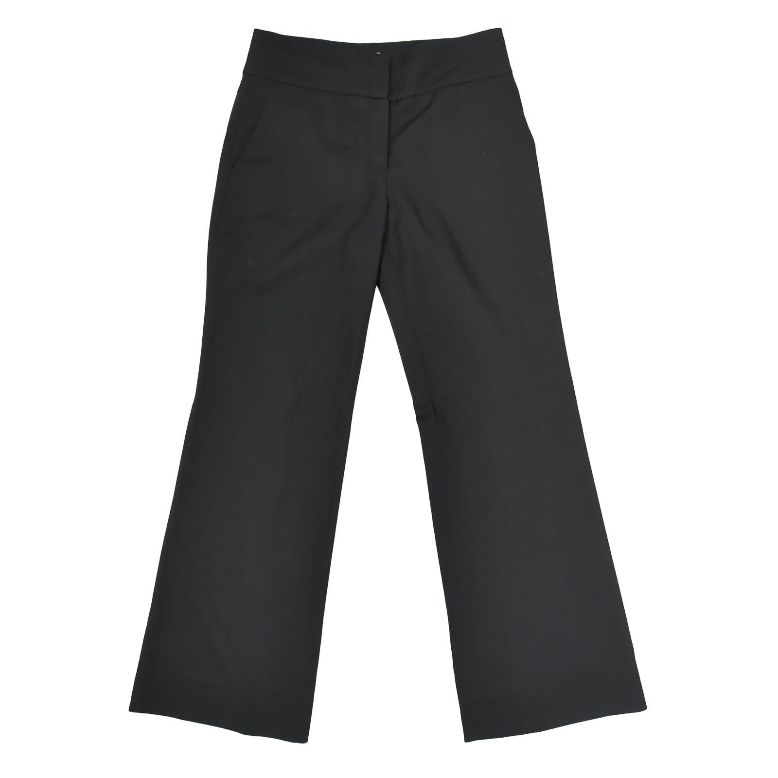 Reiss Women's UK 10 Black Wool Blend Wide Leg Trousers Smart Tailored Pants by Reiss – | RewearableUK