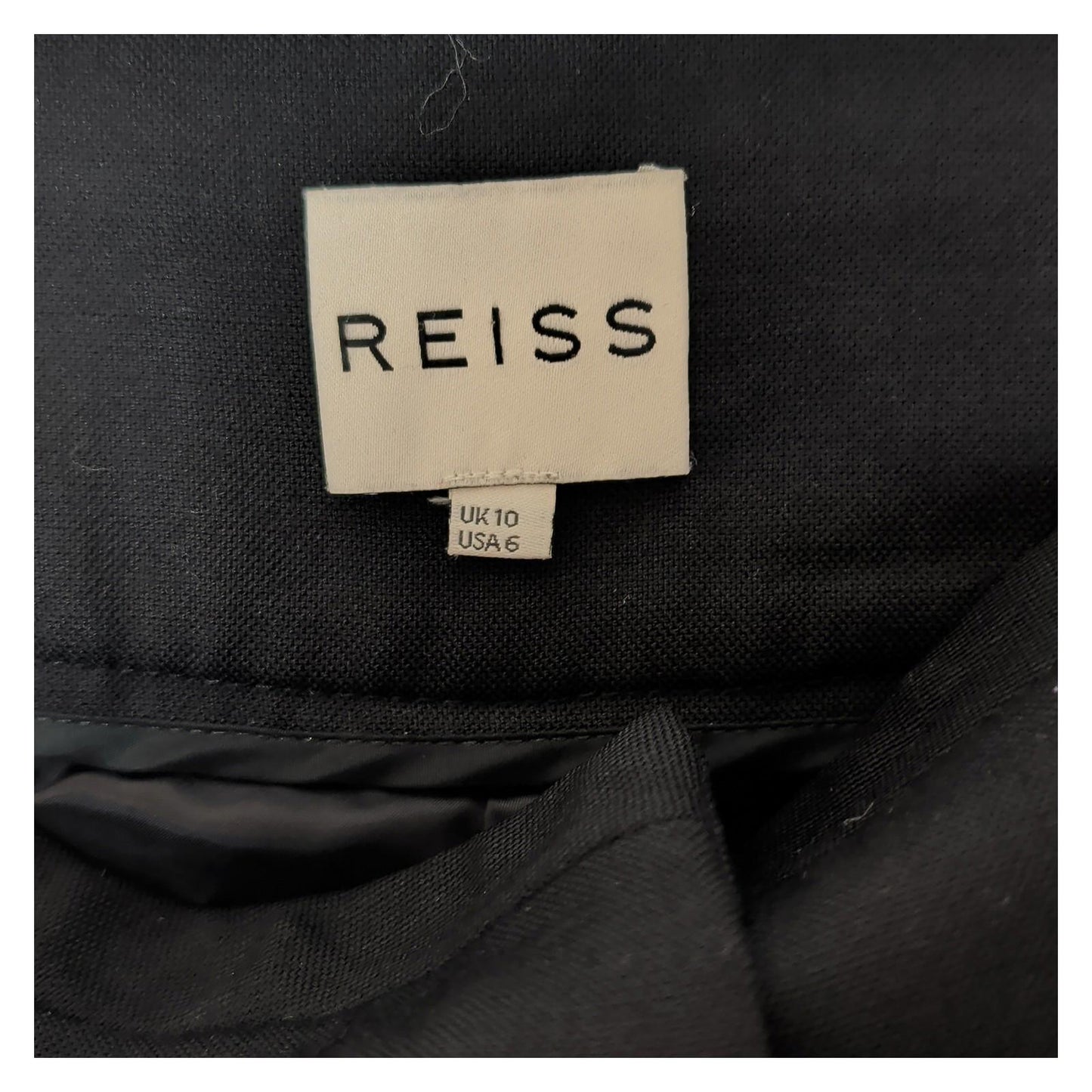Reiss Women's UK 10 Black Wool Blend Wide Leg Trousers Smart Tailored Pants by Reiss – | RewearableUK