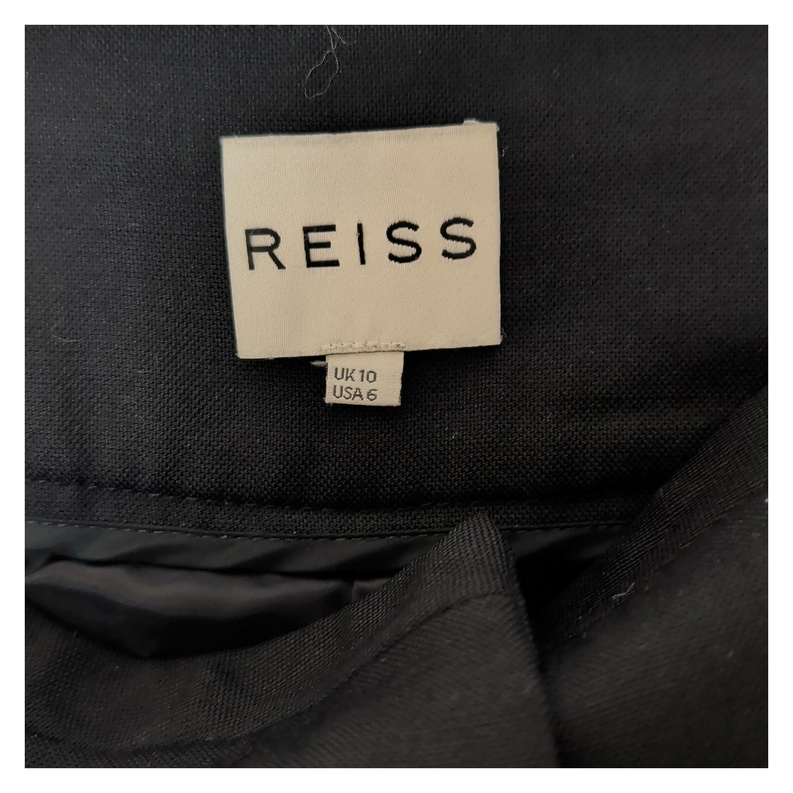 Reiss Women's UK 10 Black Wool Blend Wide Leg Trousers Smart Tailored Pants by Reiss – | RewearableUK